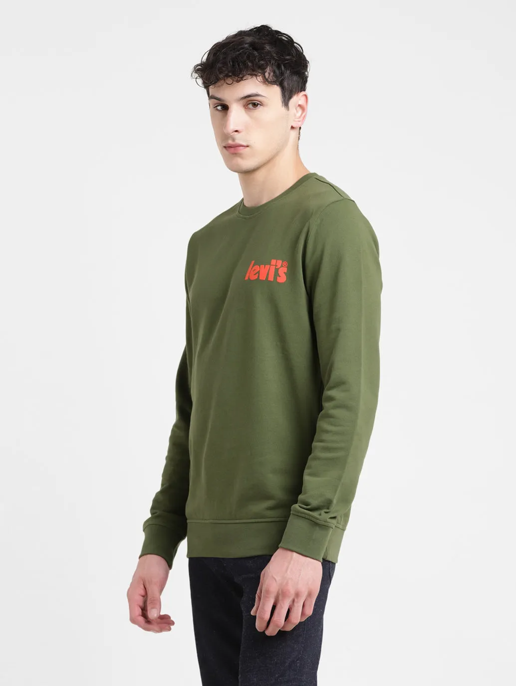 Men's Solid Green Crew Neck Sweatshirt LEVI'S