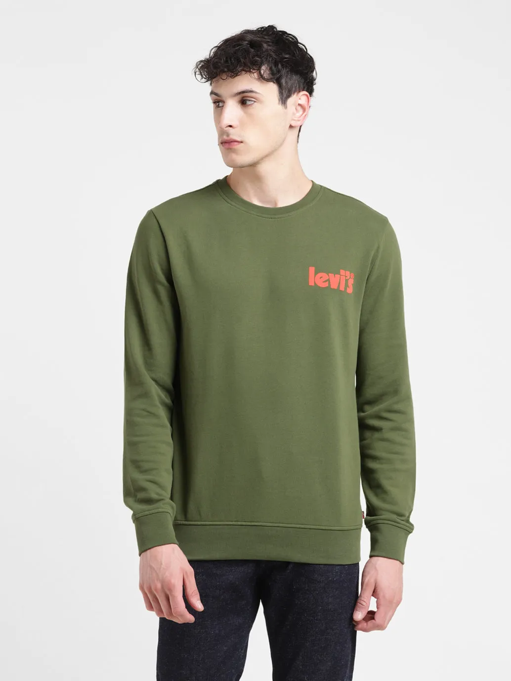 Men's Solid Green Crew Neck Sweatshirt LEVI'S