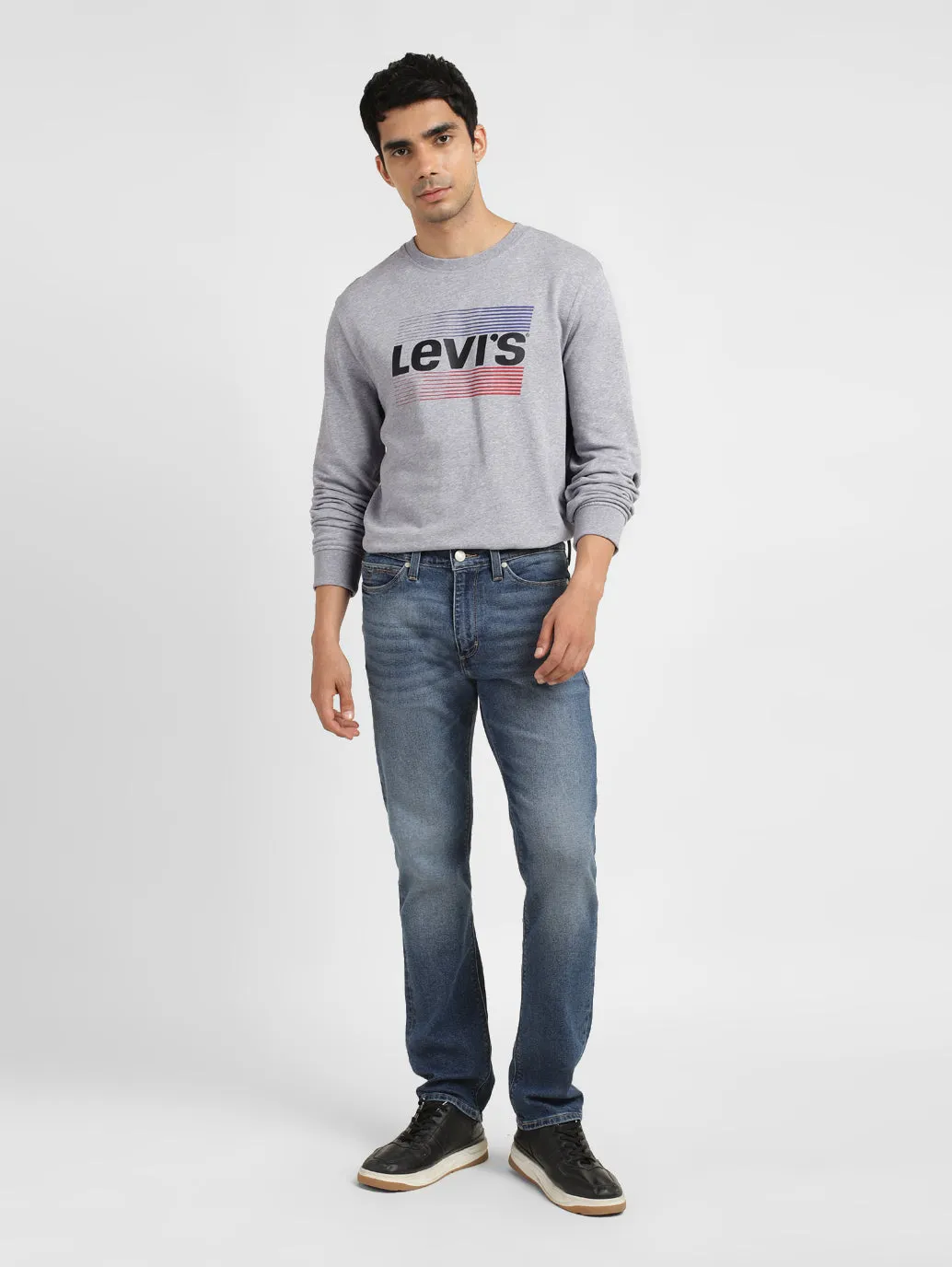 Men's Solid Grey Crew Neck Sweatshirt LEVI'S