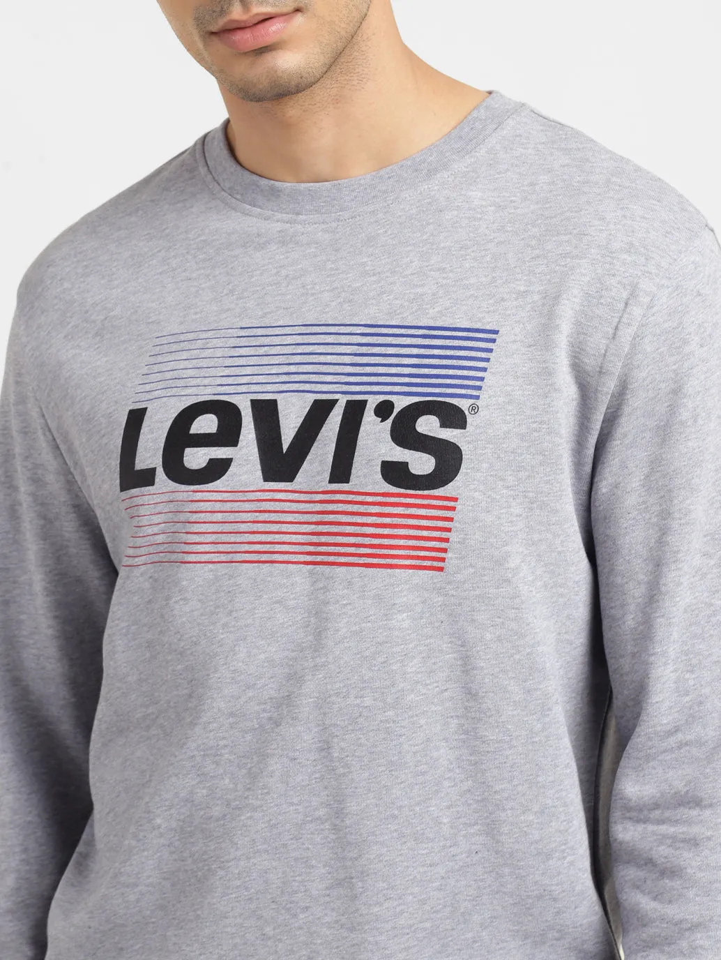 Men's Solid Grey Crew Neck Sweatshirt LEVI'S