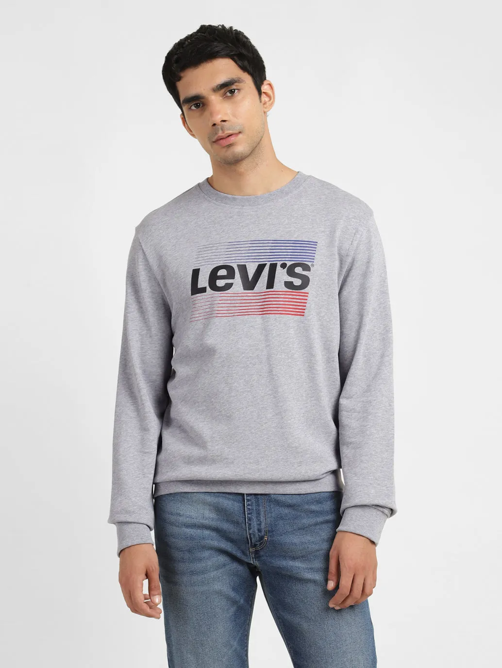 Men's Solid Grey Crew Neck Sweatshirt LEVI'S