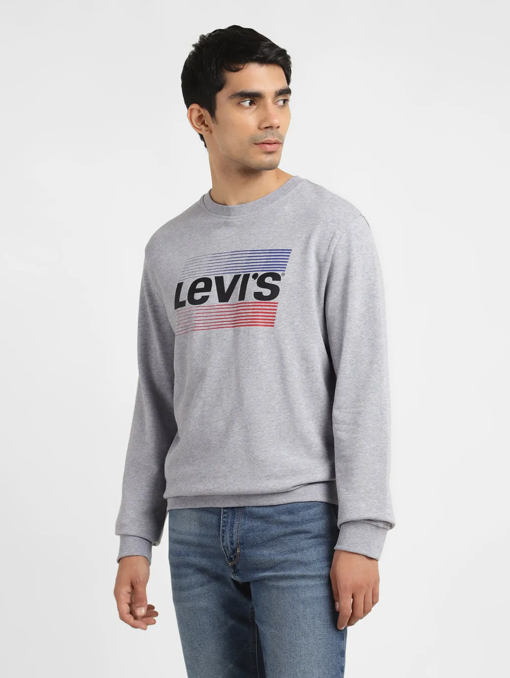 Men's Solid Grey Crew Neck Sweatshirt LEVI'S