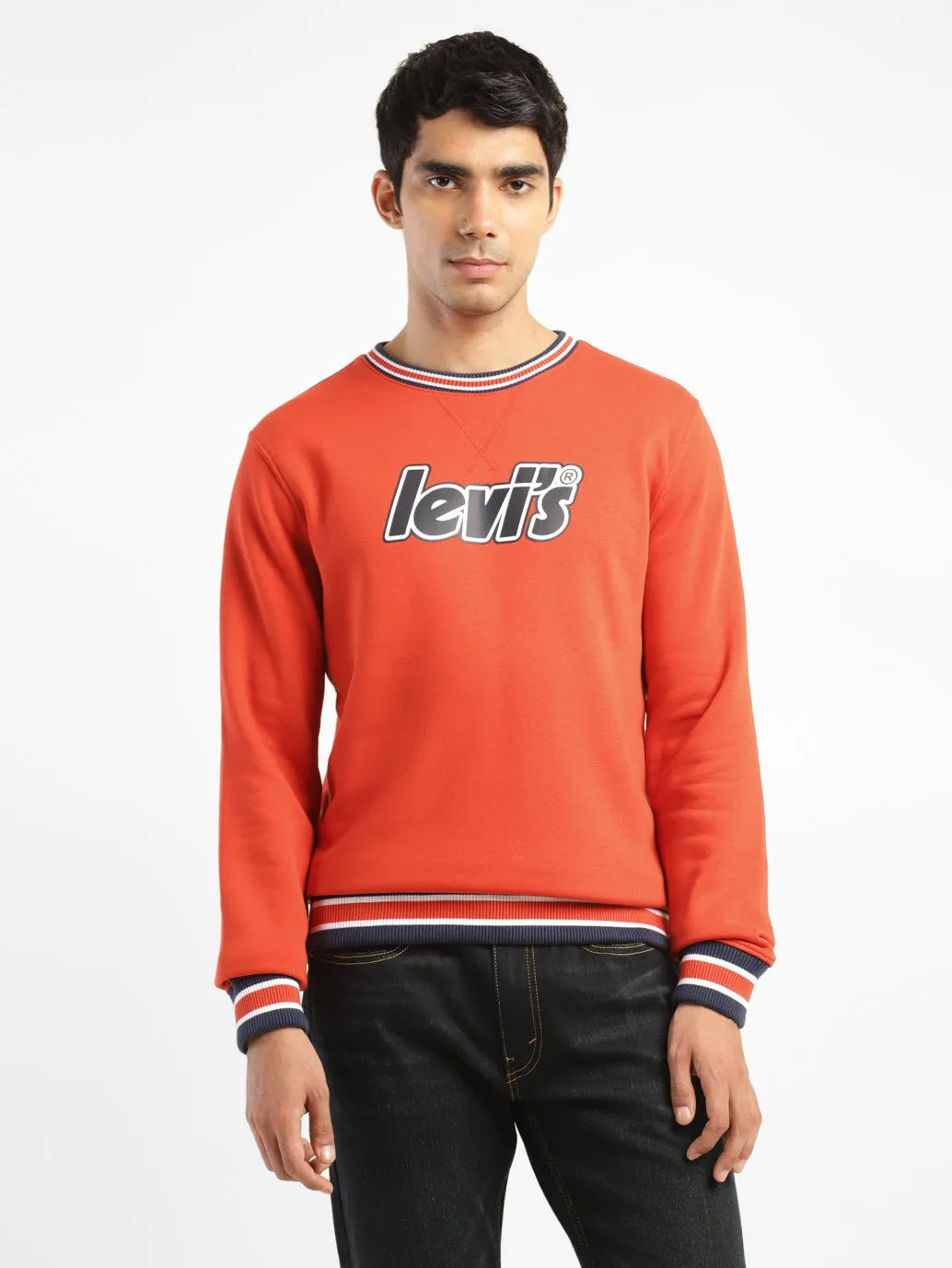 Men's Solid Red Crew Neck Sweatshirt LEVI'S