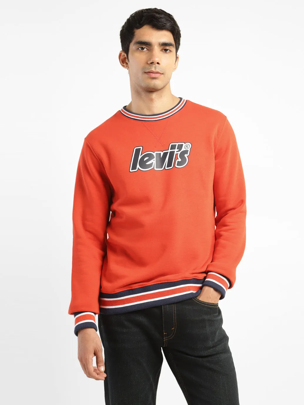Men's Solid Red Crew Neck Sweatshirt LEVI'S
