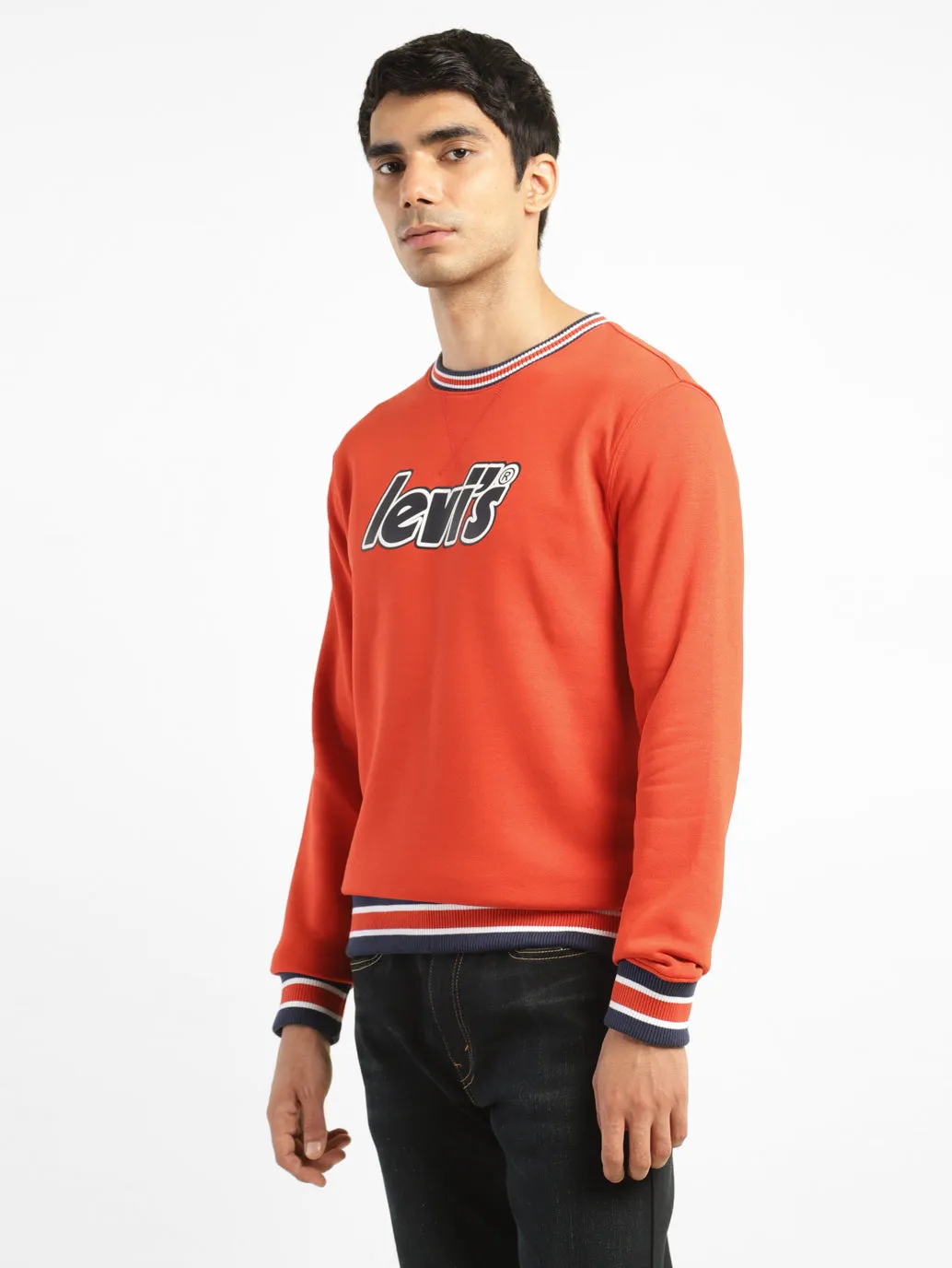 Men's Solid Red Crew Neck Sweatshirt LEVI'S