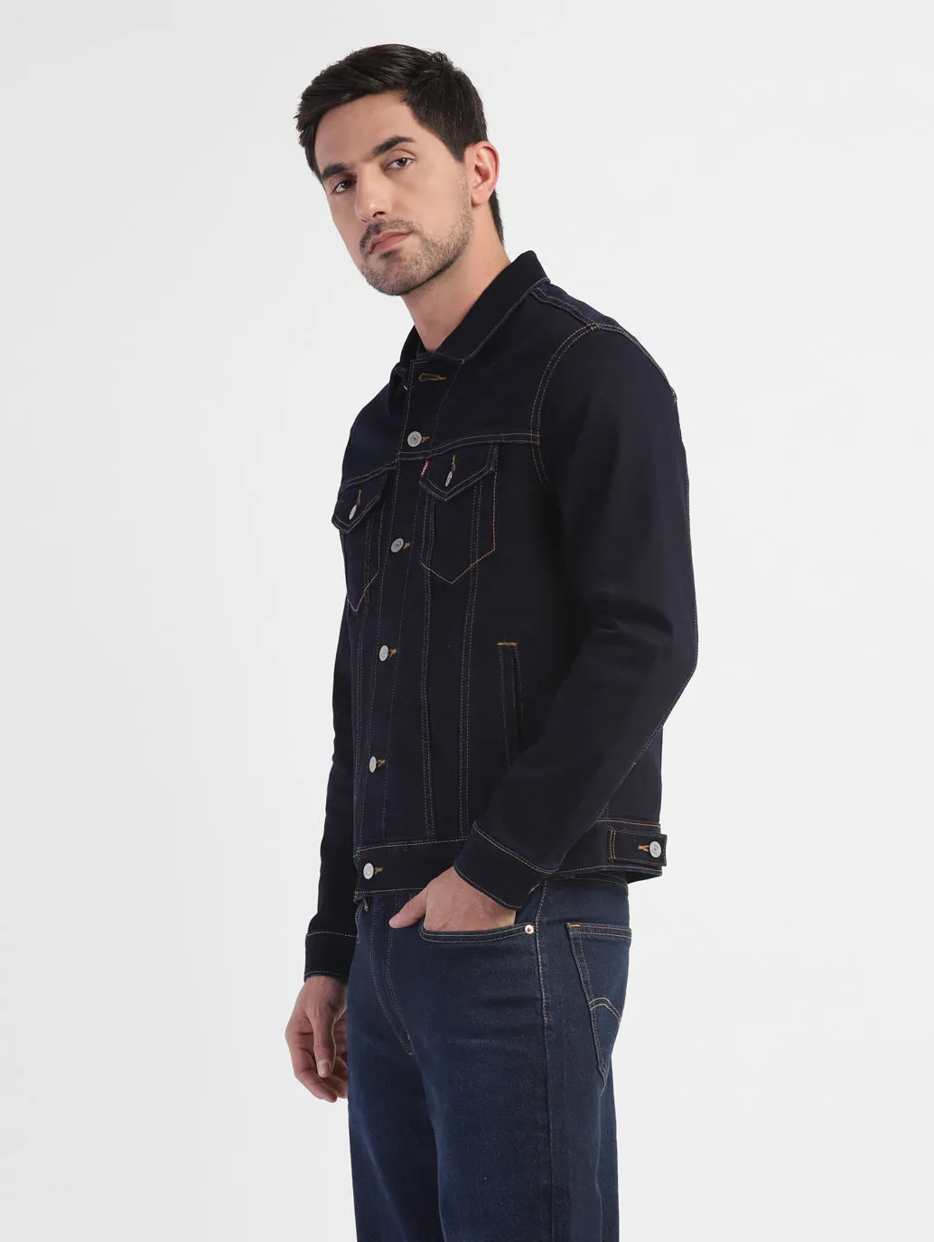 Men's Solid Spread Collar Denim Jacket LEVI'S