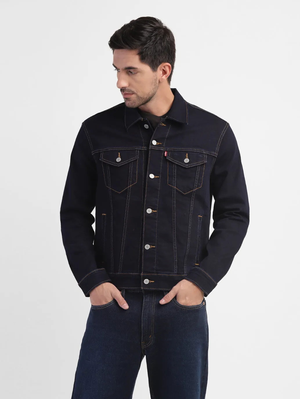 Men's Solid Spread Collar Denim Jacket LEVI'S