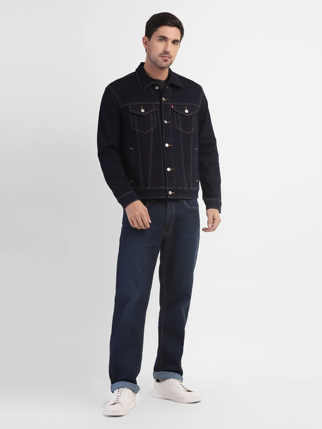 Men's Solid Spread Collar Denim Jacket LEVI'S