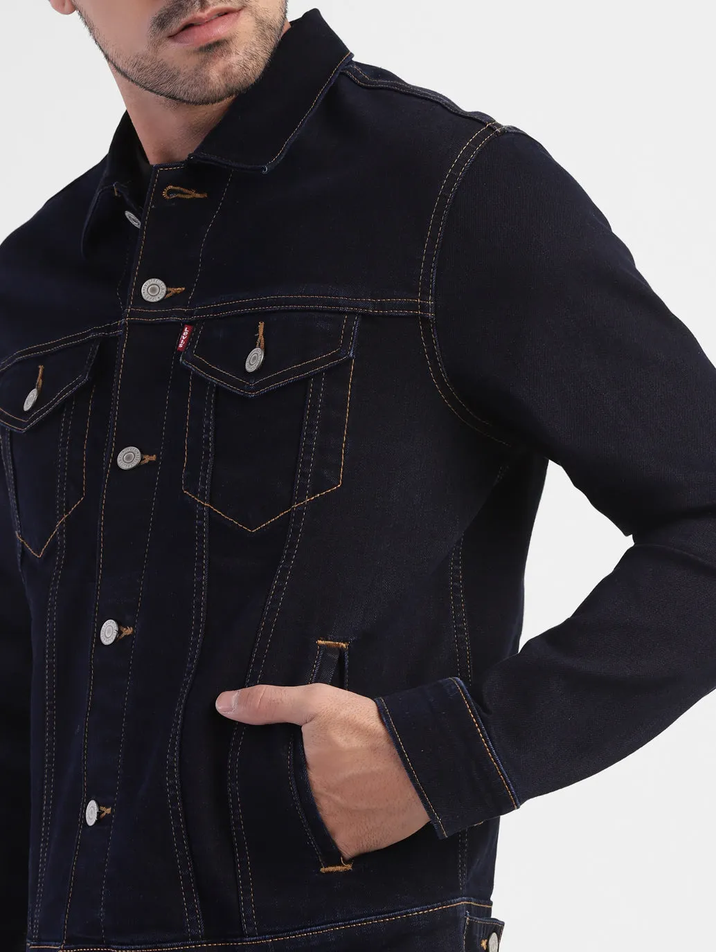 Men's Solid Spread Collar Denim Jacket LEVI'S