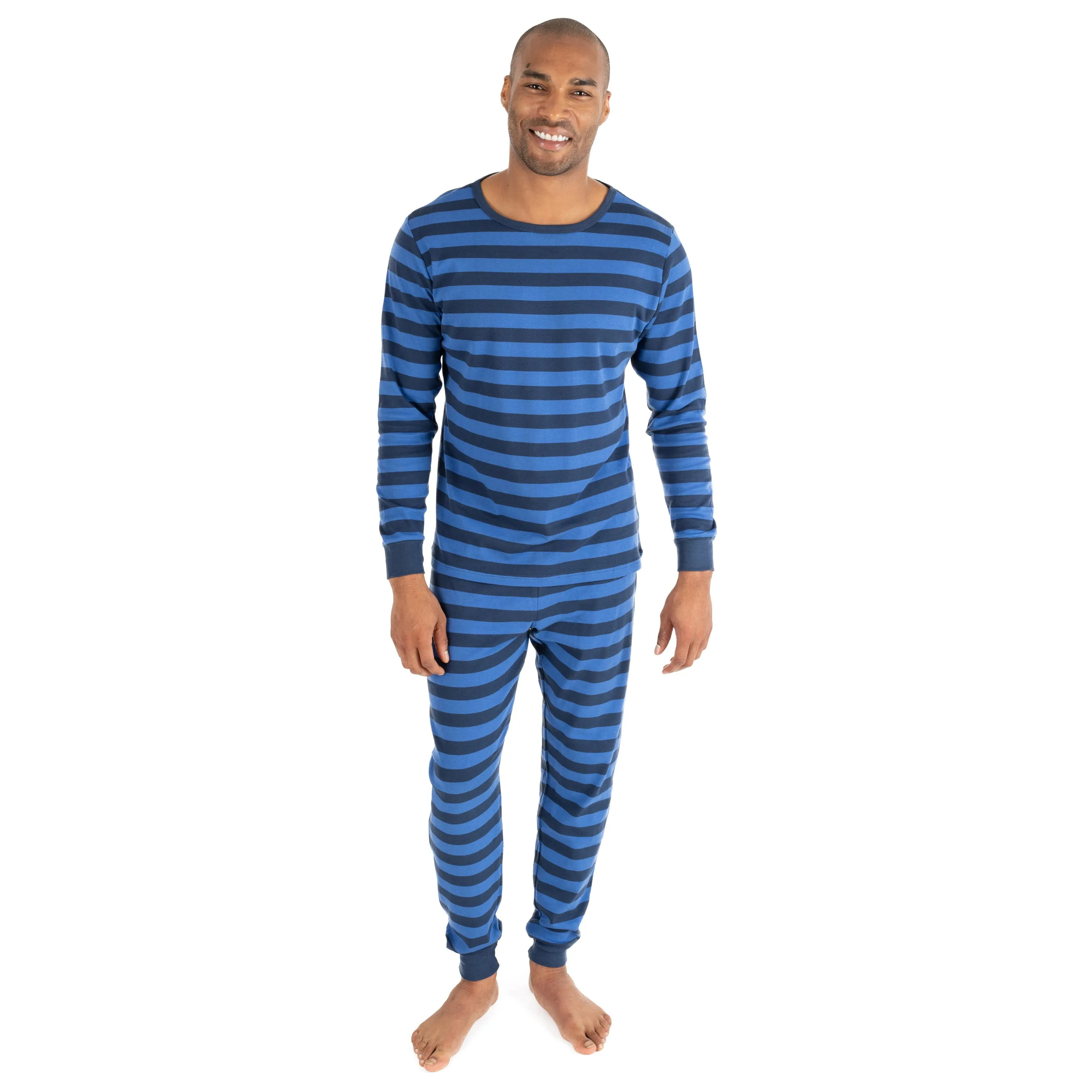Mens Two Piece Cotton Pajamas Striped