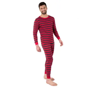 Mens Two Piece Cotton Pajamas Striped