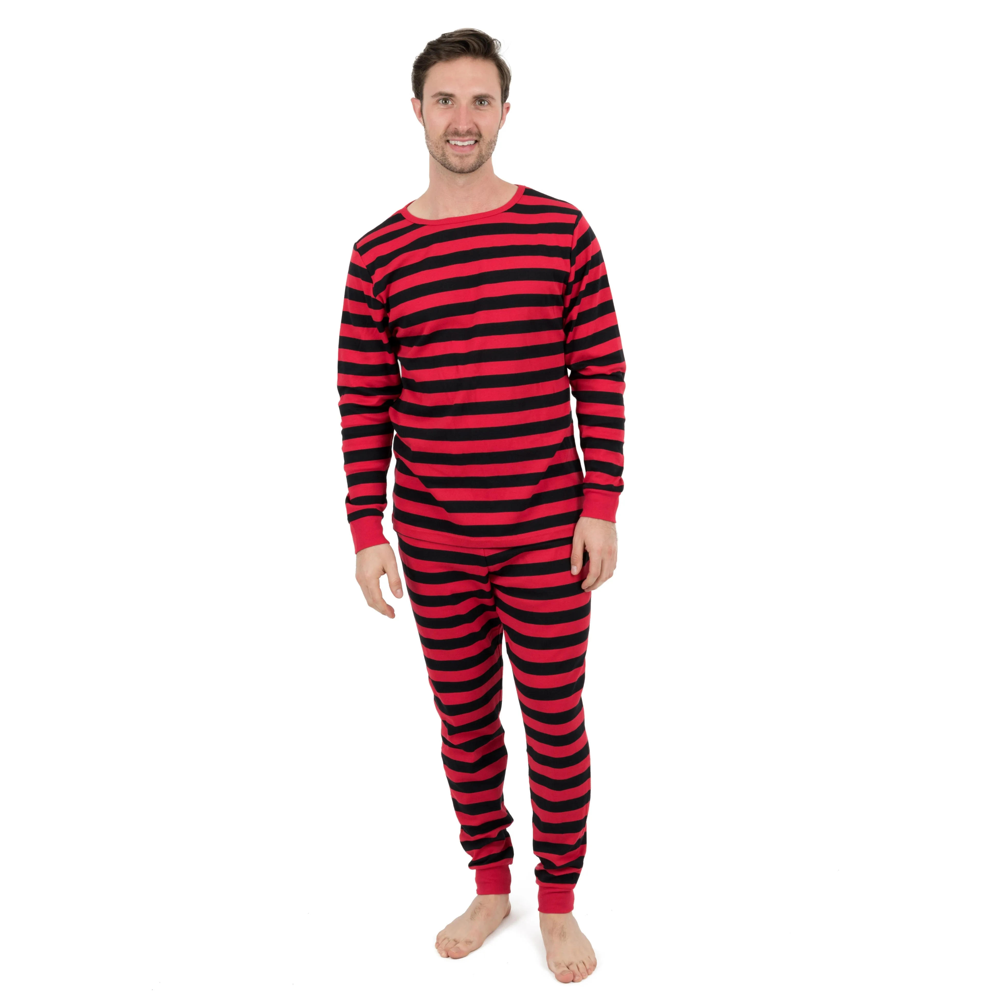 Mens Two Piece Cotton Pajamas Striped