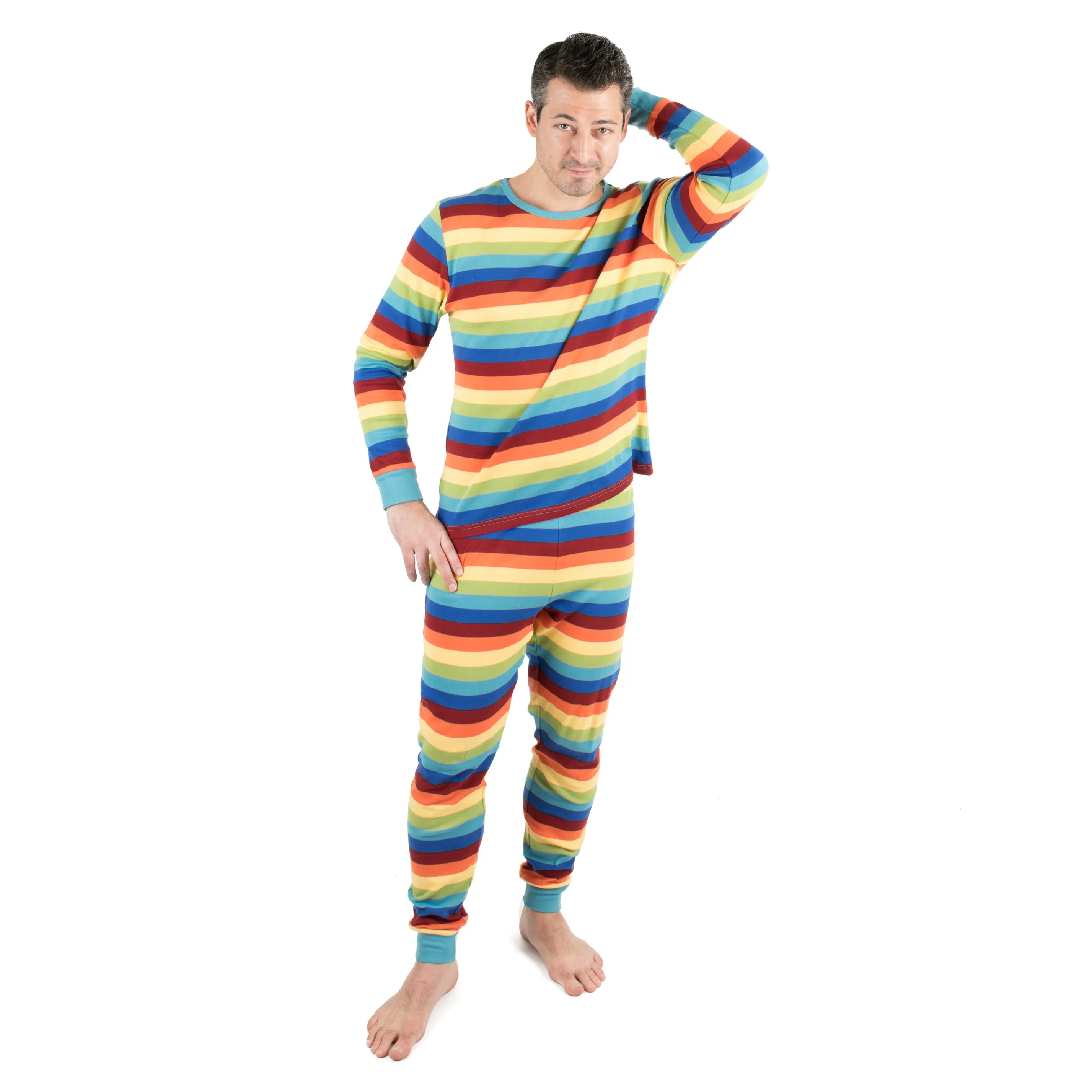 Mens Two Piece Cotton Pajamas Striped