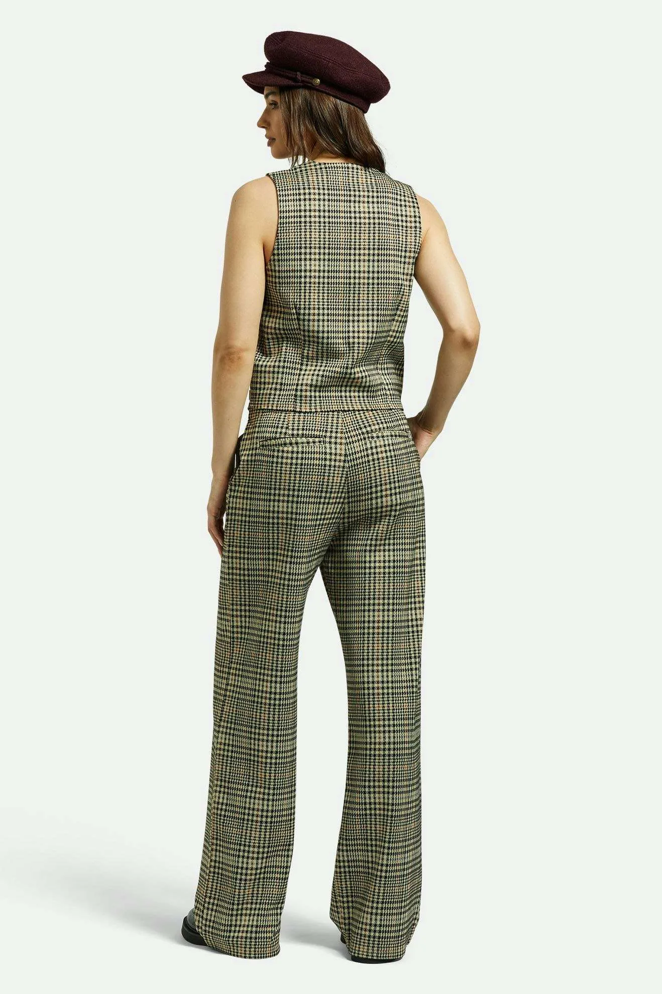 Menswear Plaid Leisure Trouser Pant - Winter White/Black Plaid Brixton