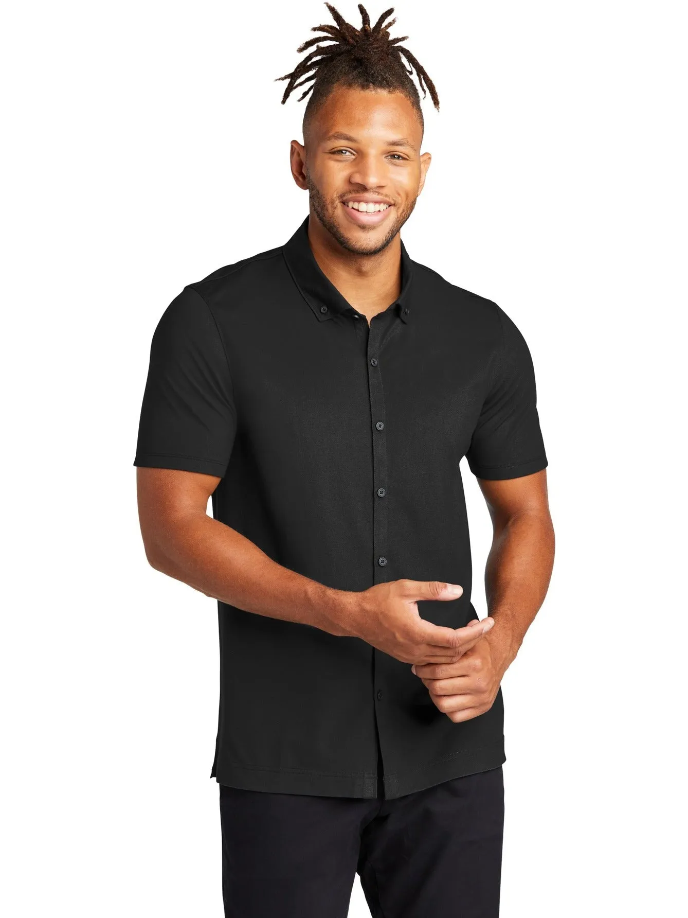 Mercer Mettle Stretch Pique Full-Button Polo