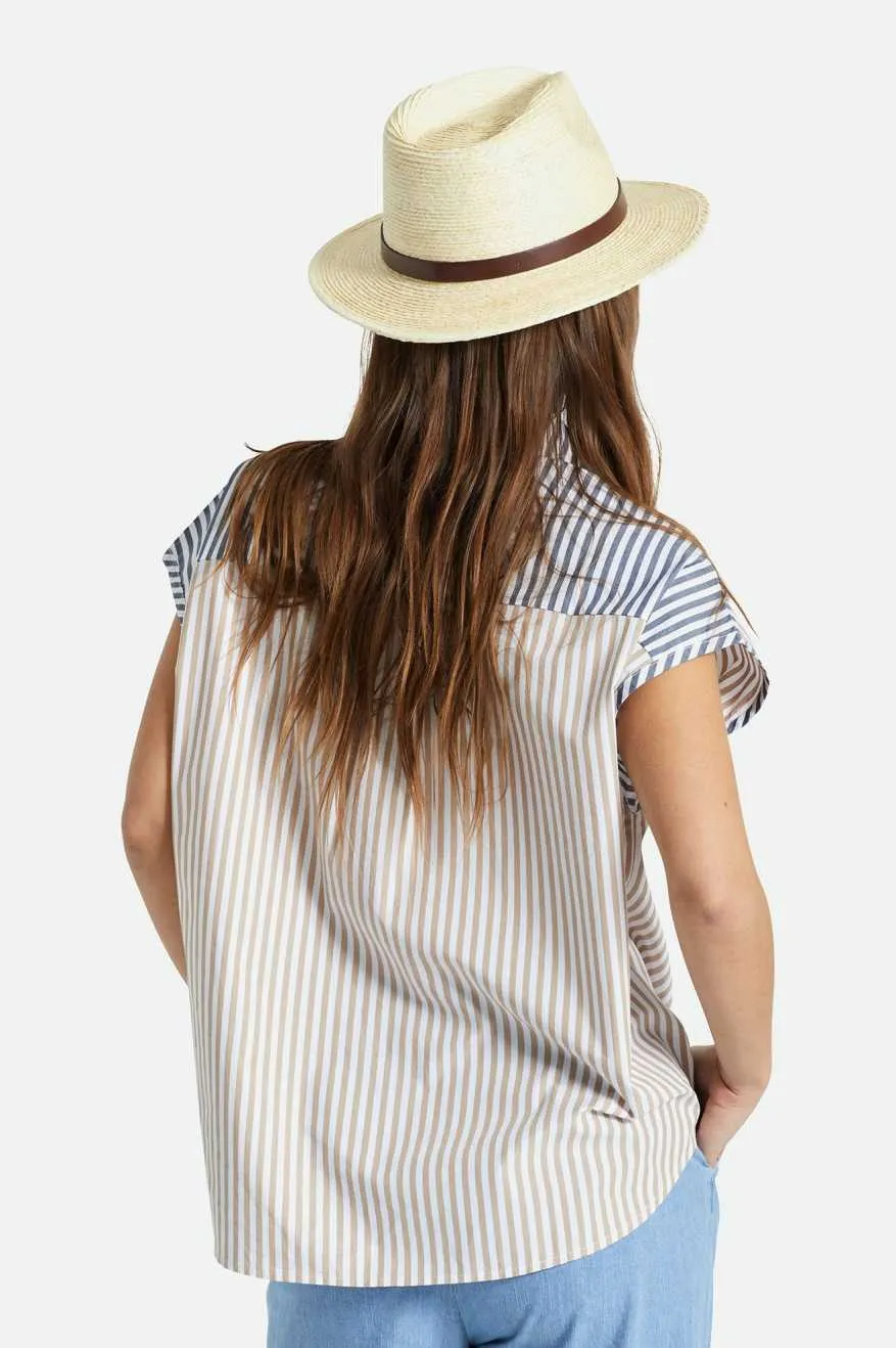 Messer Straw Fedora - Natural/Brown Brixton
