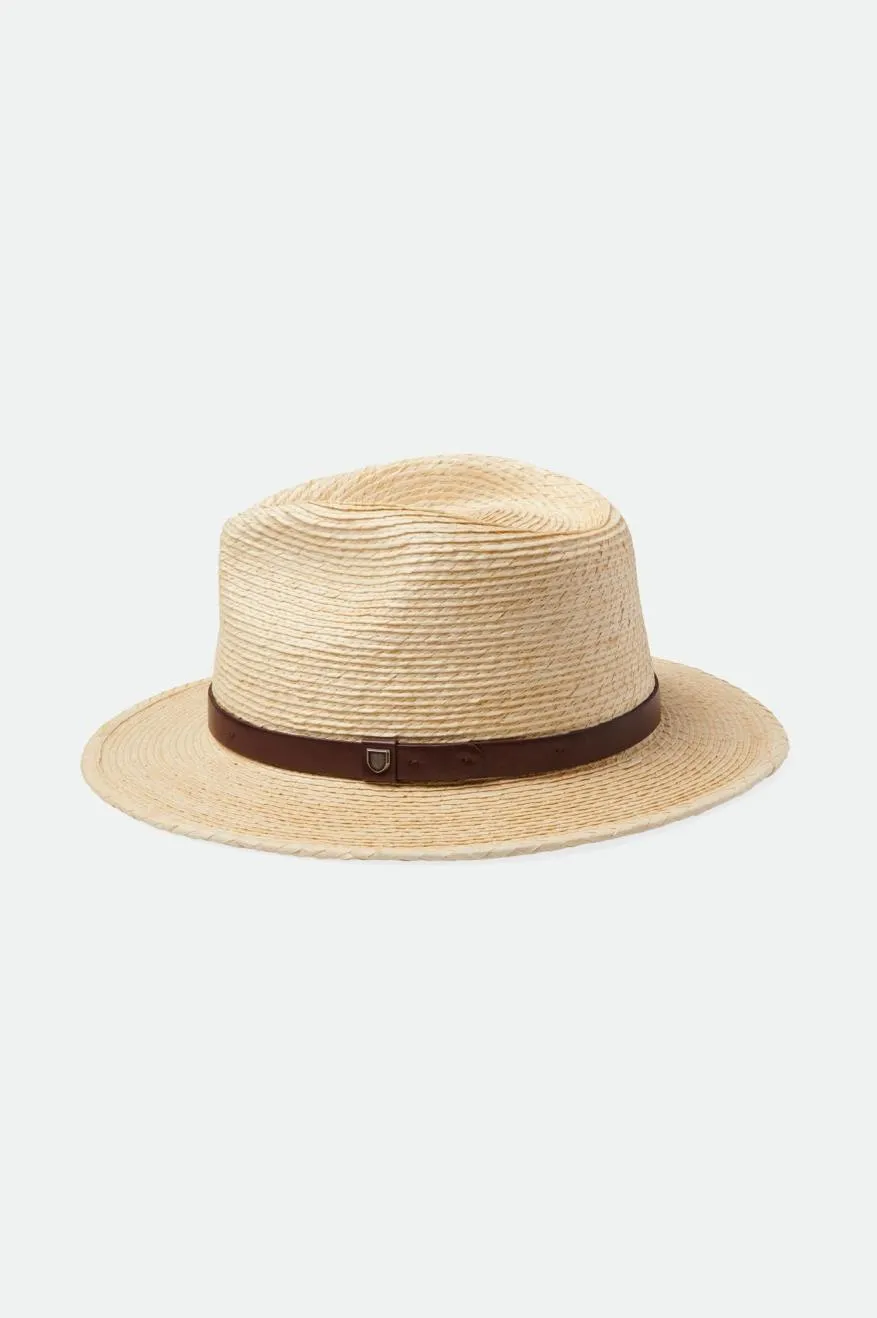 Messer Straw Fedora - Natural/Brown Brixton