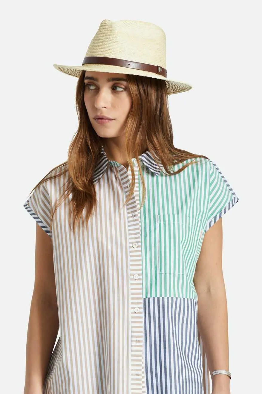 Messer Straw Fedora - Natural/Brown Brixton