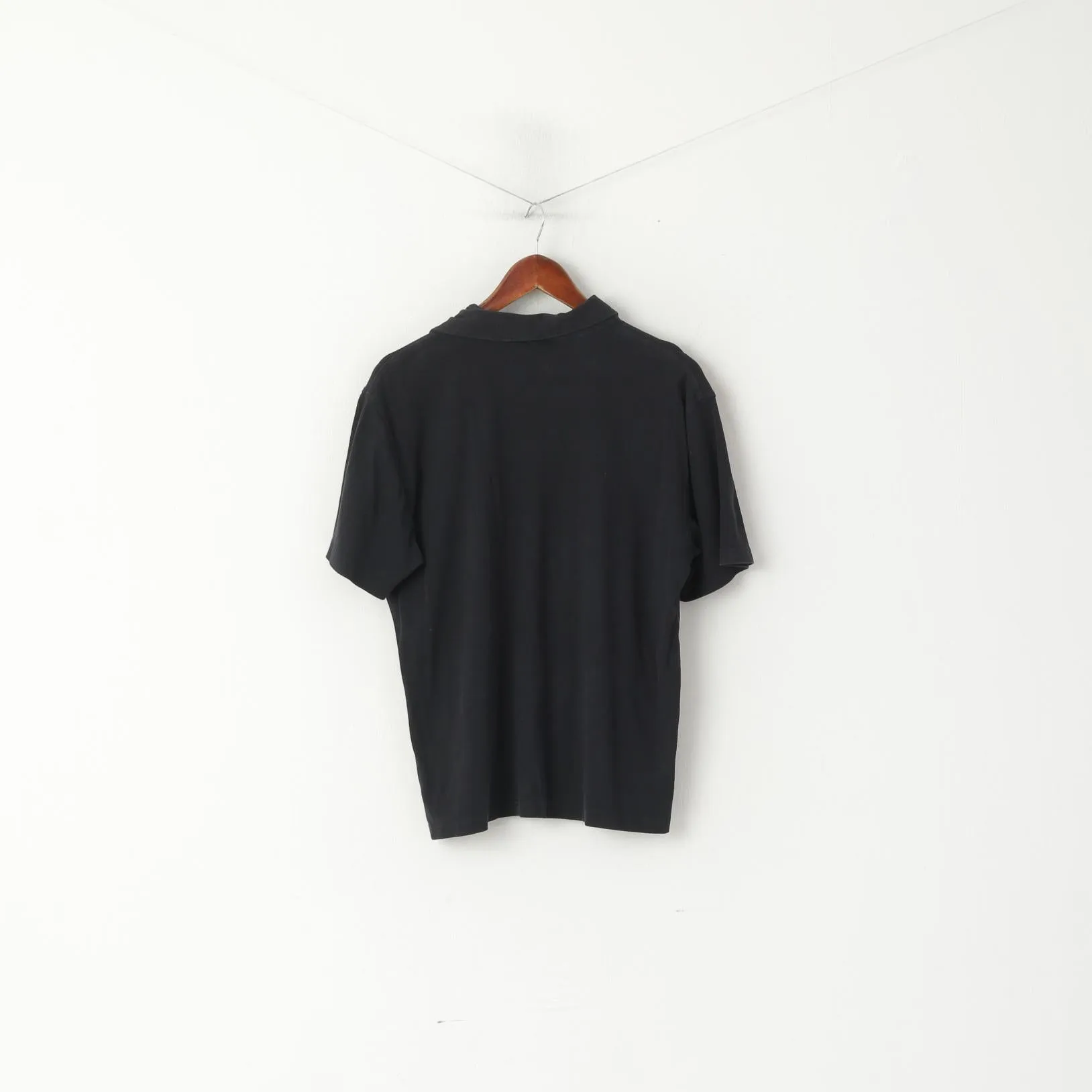 Michael Kors Men M Polo Shirt Black Cotton Stretch Short Sleeve Plain Top
