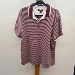 Michael Kors Men's Size XL Maroon Striped Short Sleeve Shirt