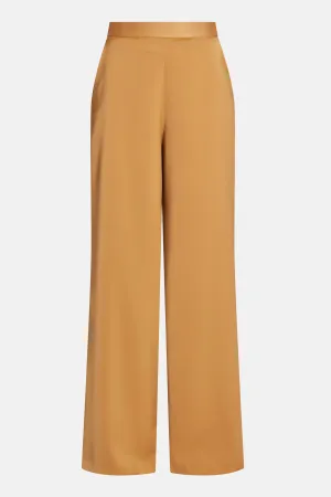 Mikado Flared High Waisted Trousers in Tan and Gold