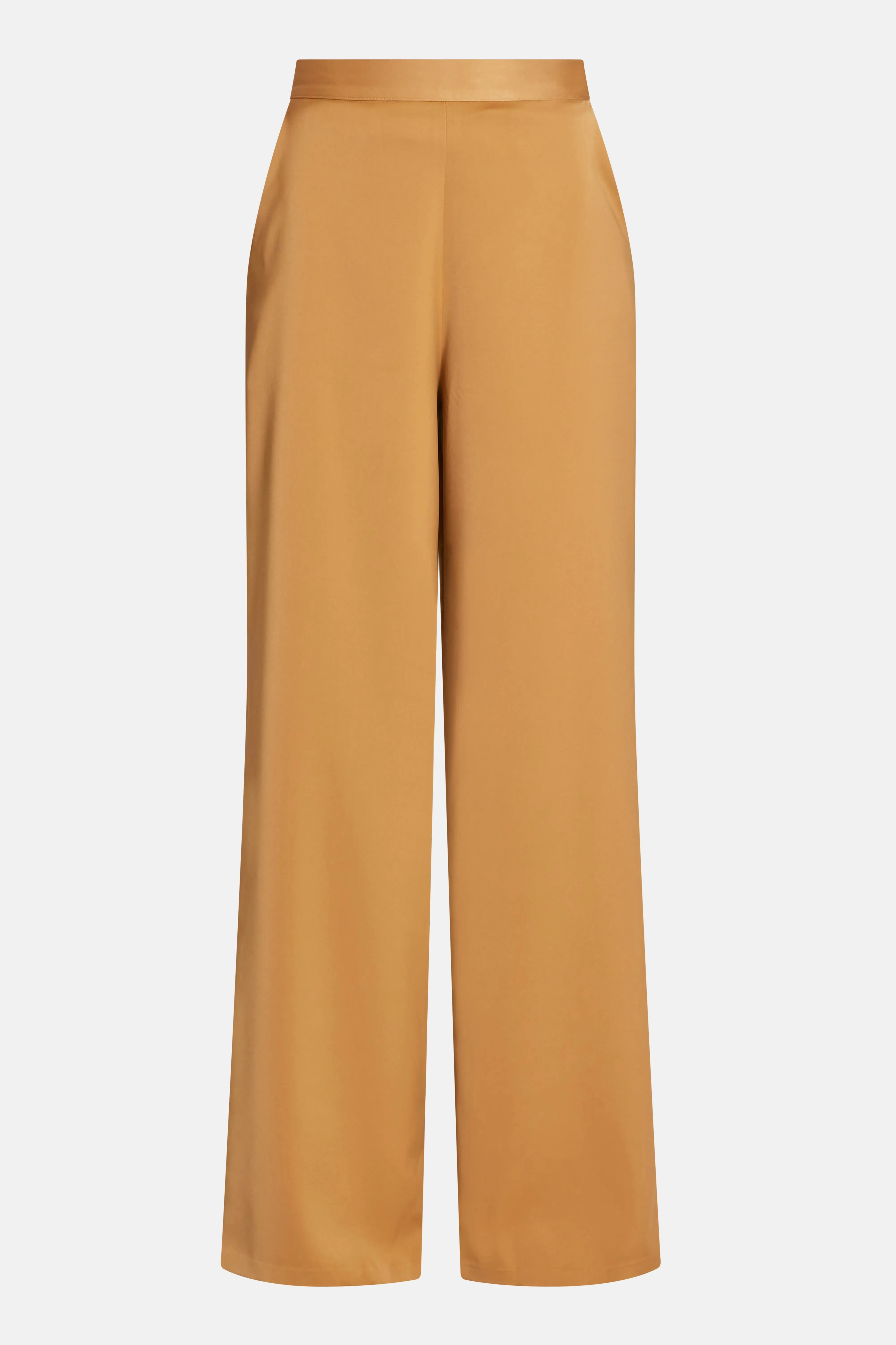 Mikado Flared High Waisted Trousers in Tan and Gold