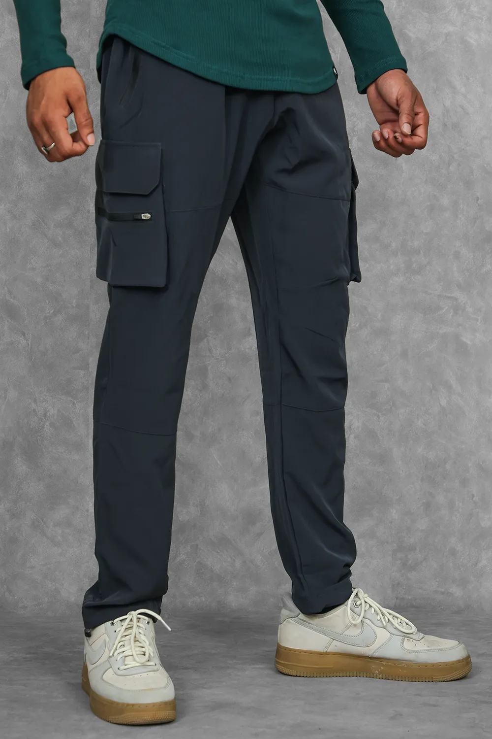 Muscle-Up Ribbed Tank - Black & Impact Woven Cargos - Dark Grey