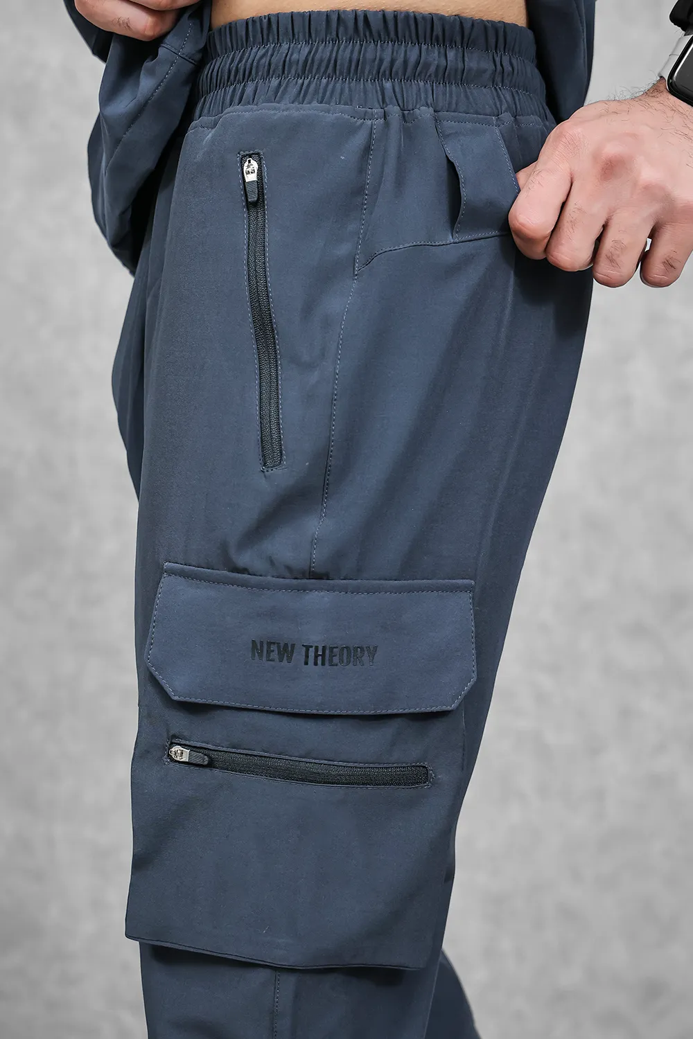 Muscle-Up Ribbed Tank - Black & Impact Woven Cargos - Dark Grey