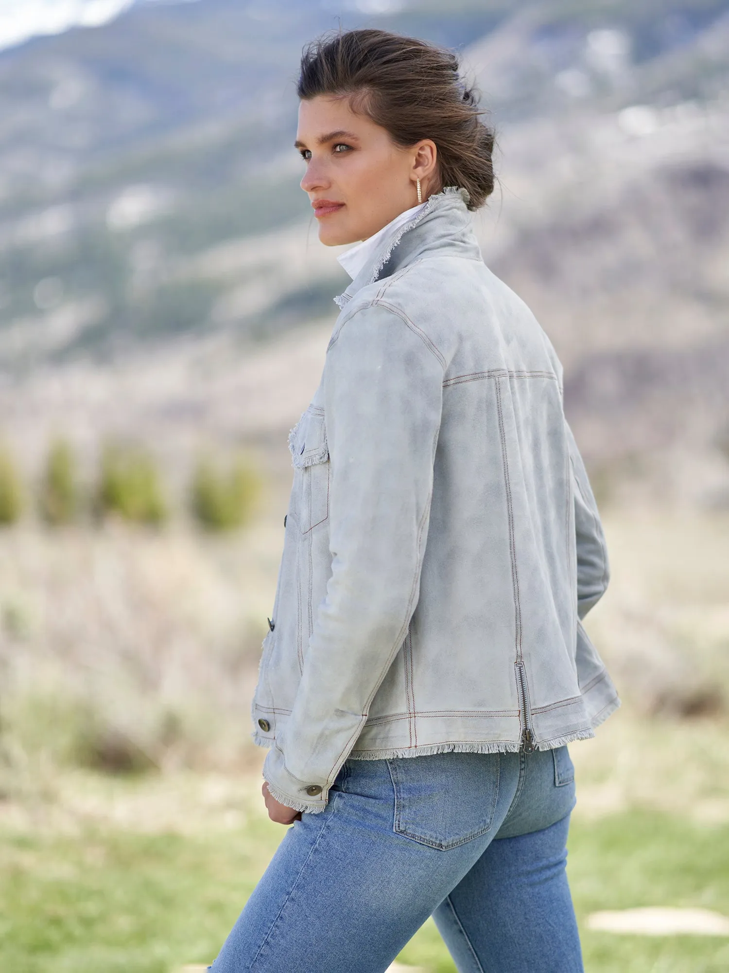 Natalie Waxed Suede Jean Jacket