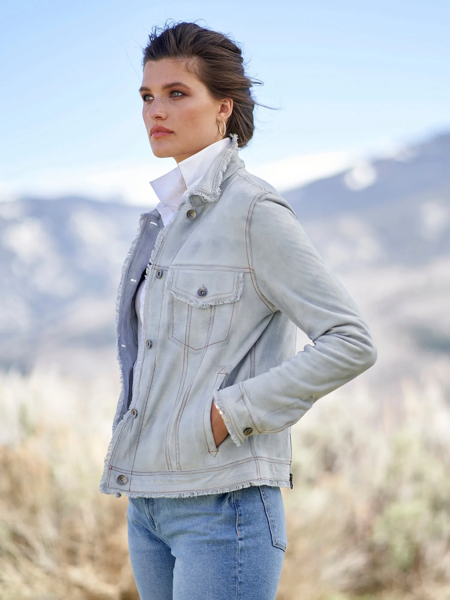 Natalie Waxed Suede Jean Jacket