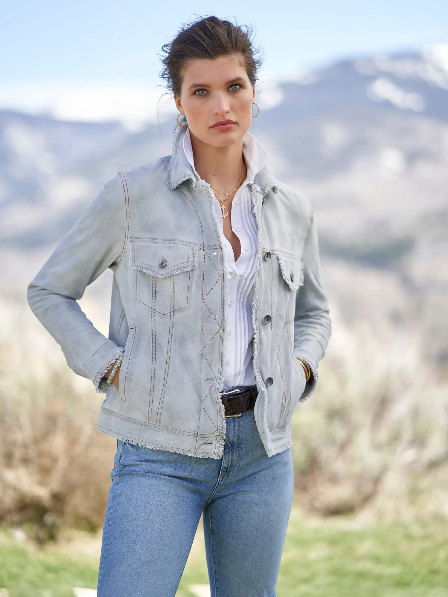 Natalie Waxed Suede Jean Jacket