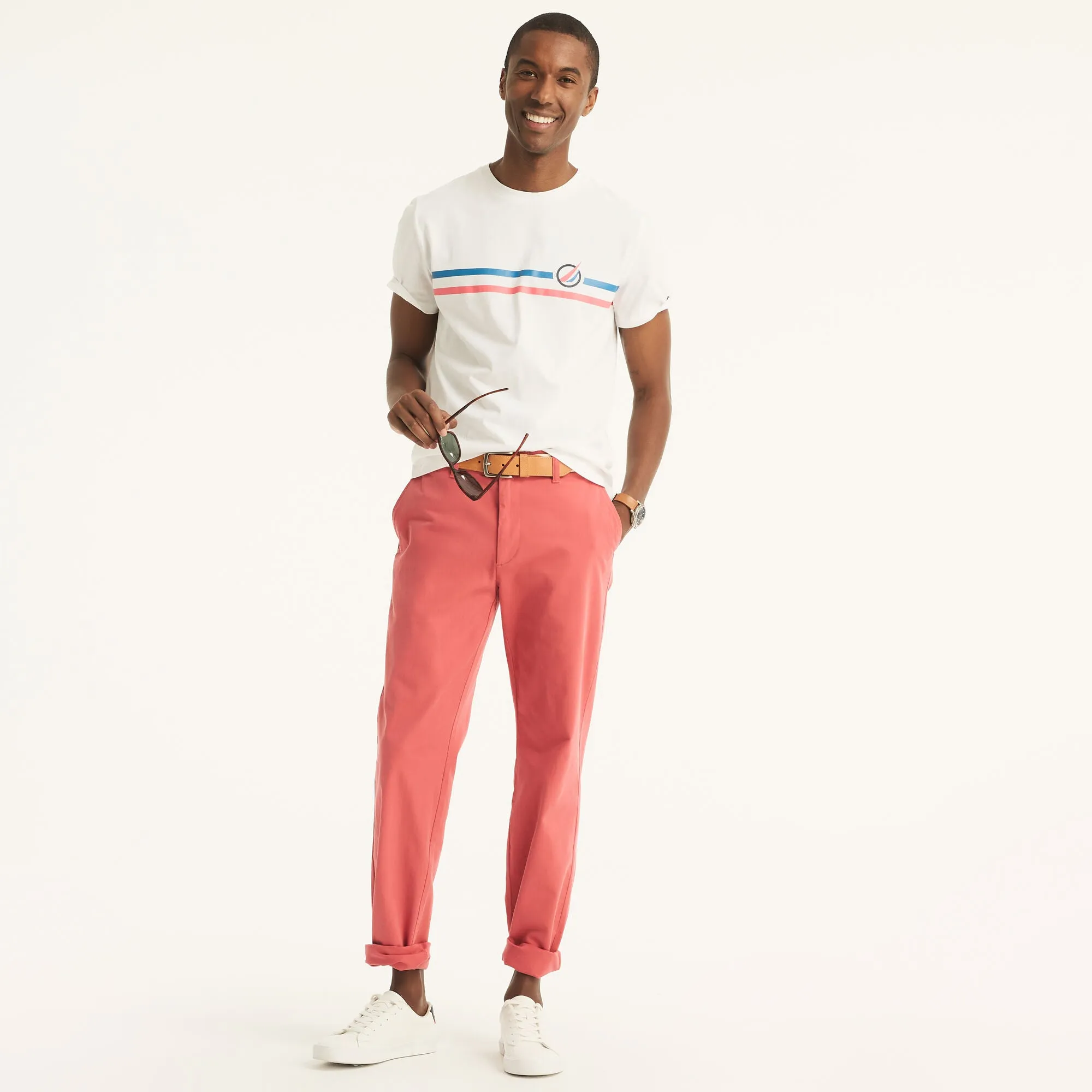 Nautica Mens Chest-Stripe Crewneck T-Shirt