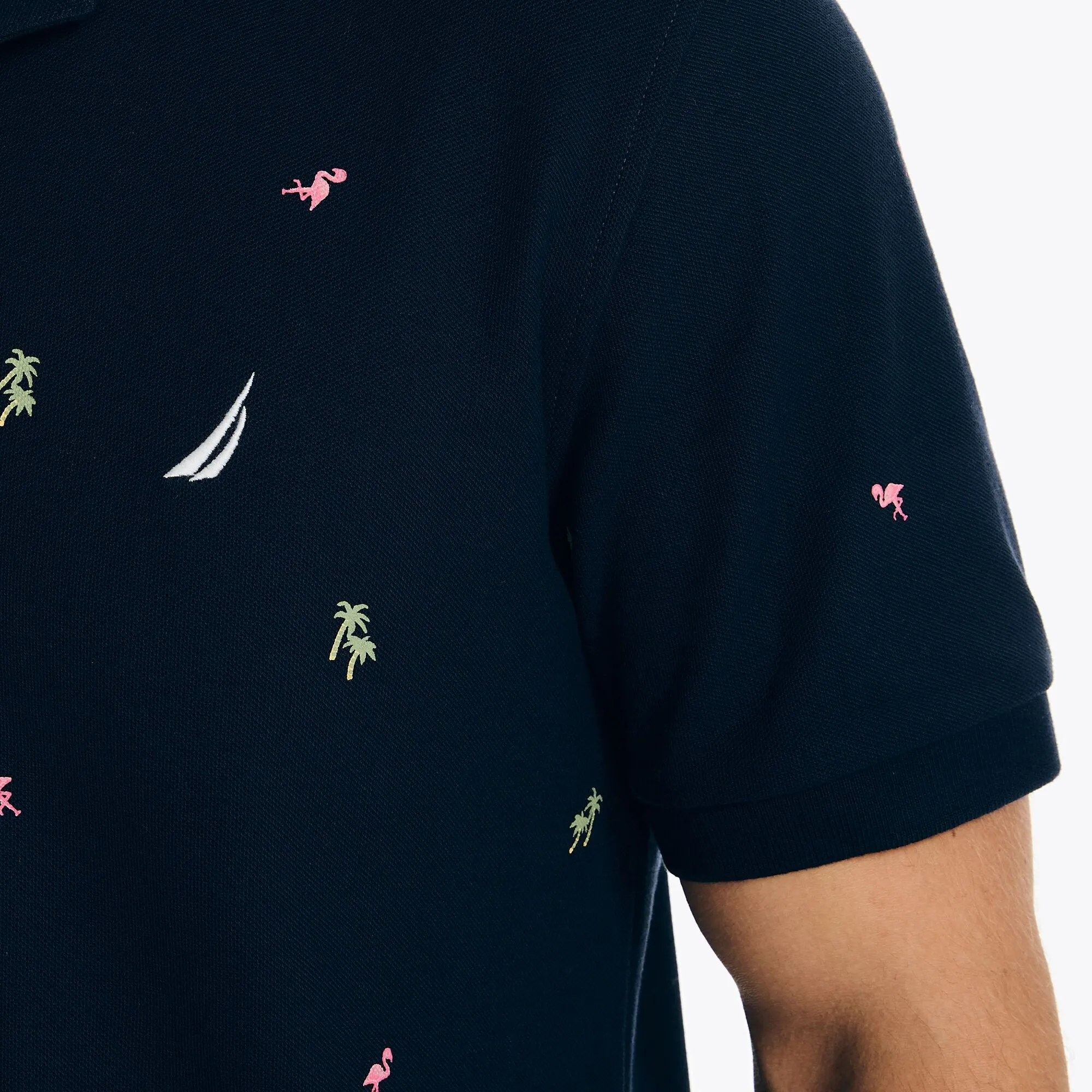 Nautica Mens Classic Fit Printed Deck Polo