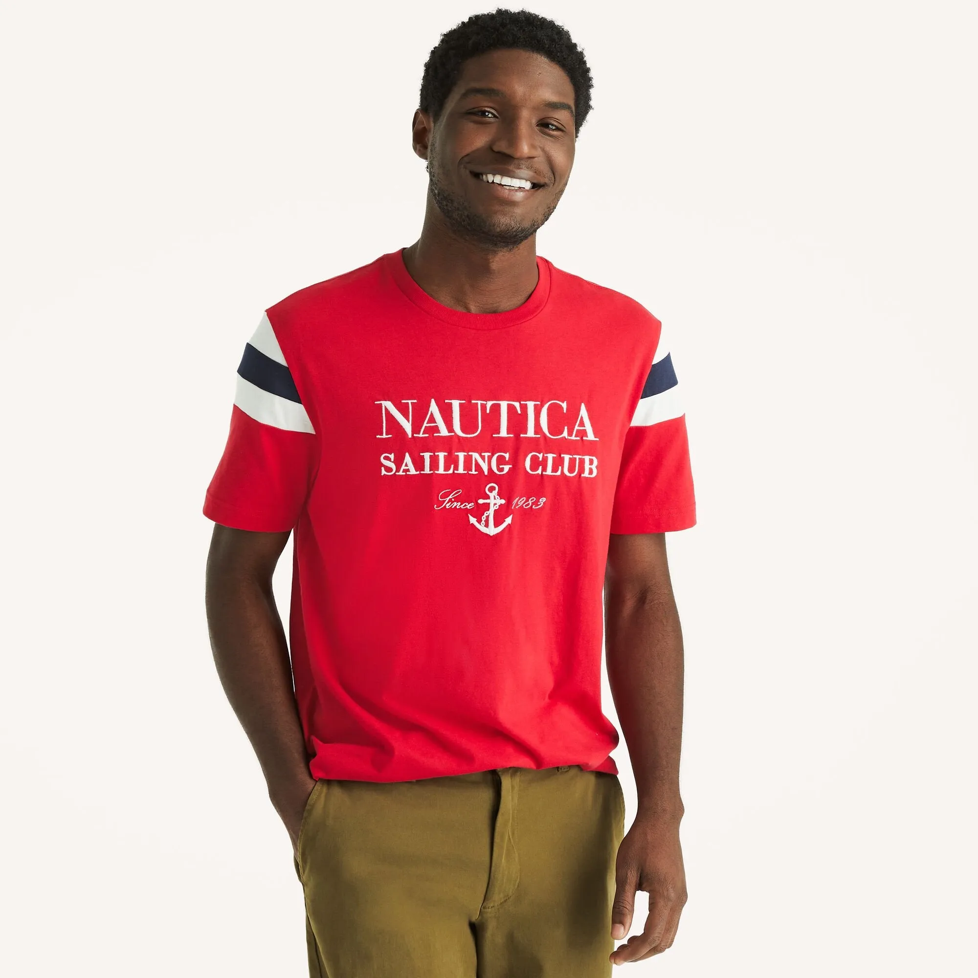 Nautica Mens Colorblock Crewneck T-Shirt