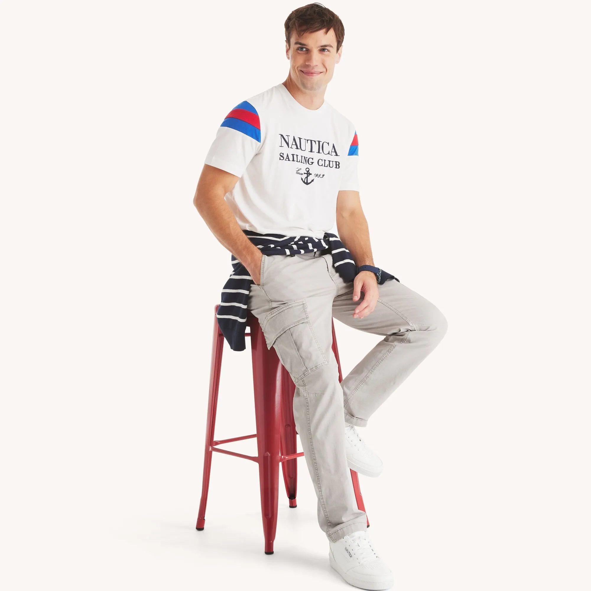 Nautica Mens Colorblock Crewneck T-Shirt