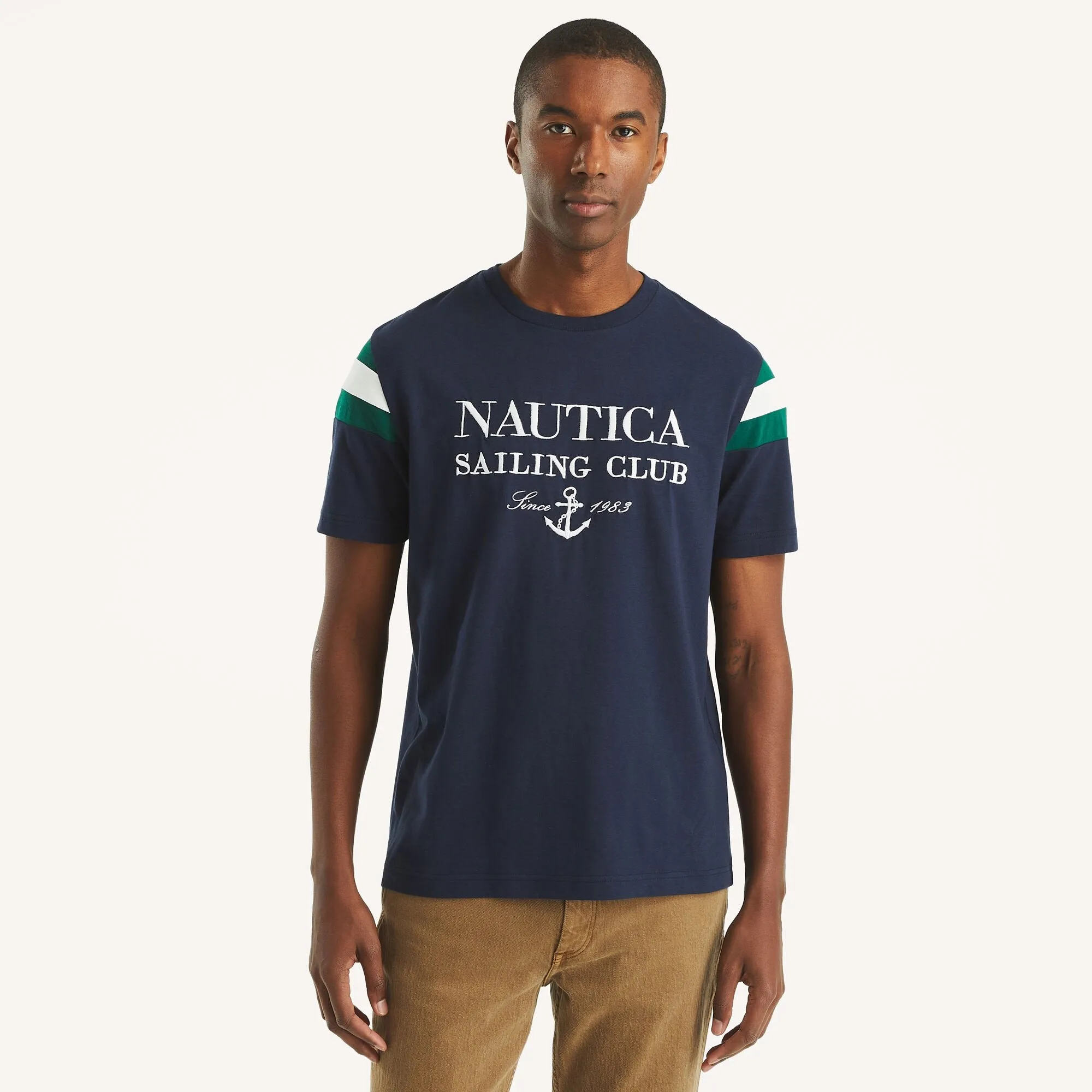 Nautica Mens Colorblock Crewneck T-Shirt