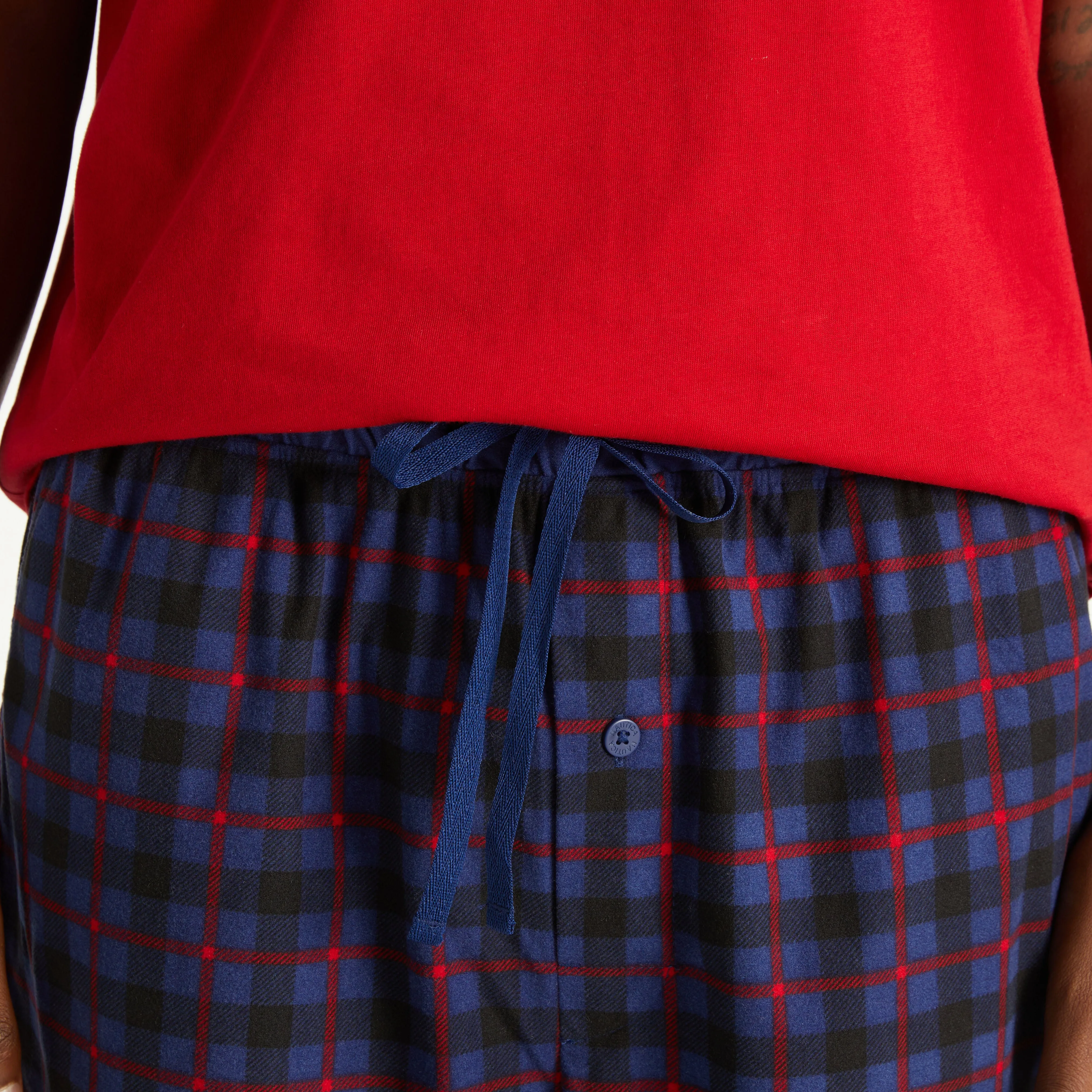 Nautica Mens Fleece Plaid Print Pajama Pant