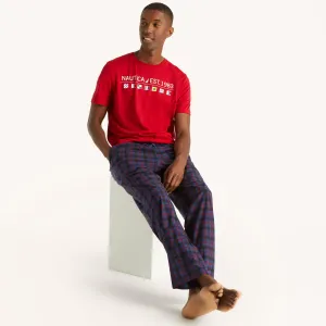 Nautica Mens Fleece Plaid Print Pajama Pant