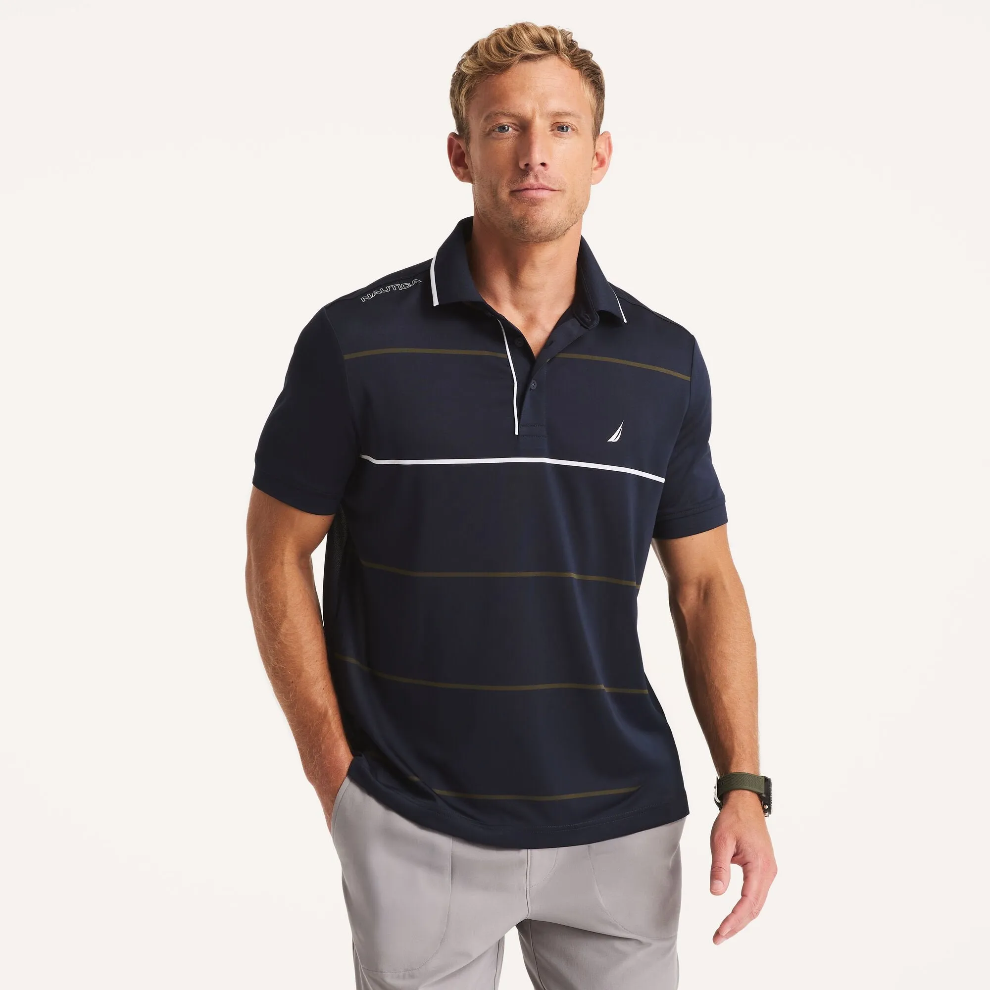 Nautica Mens Navtech Classic Fit Polo