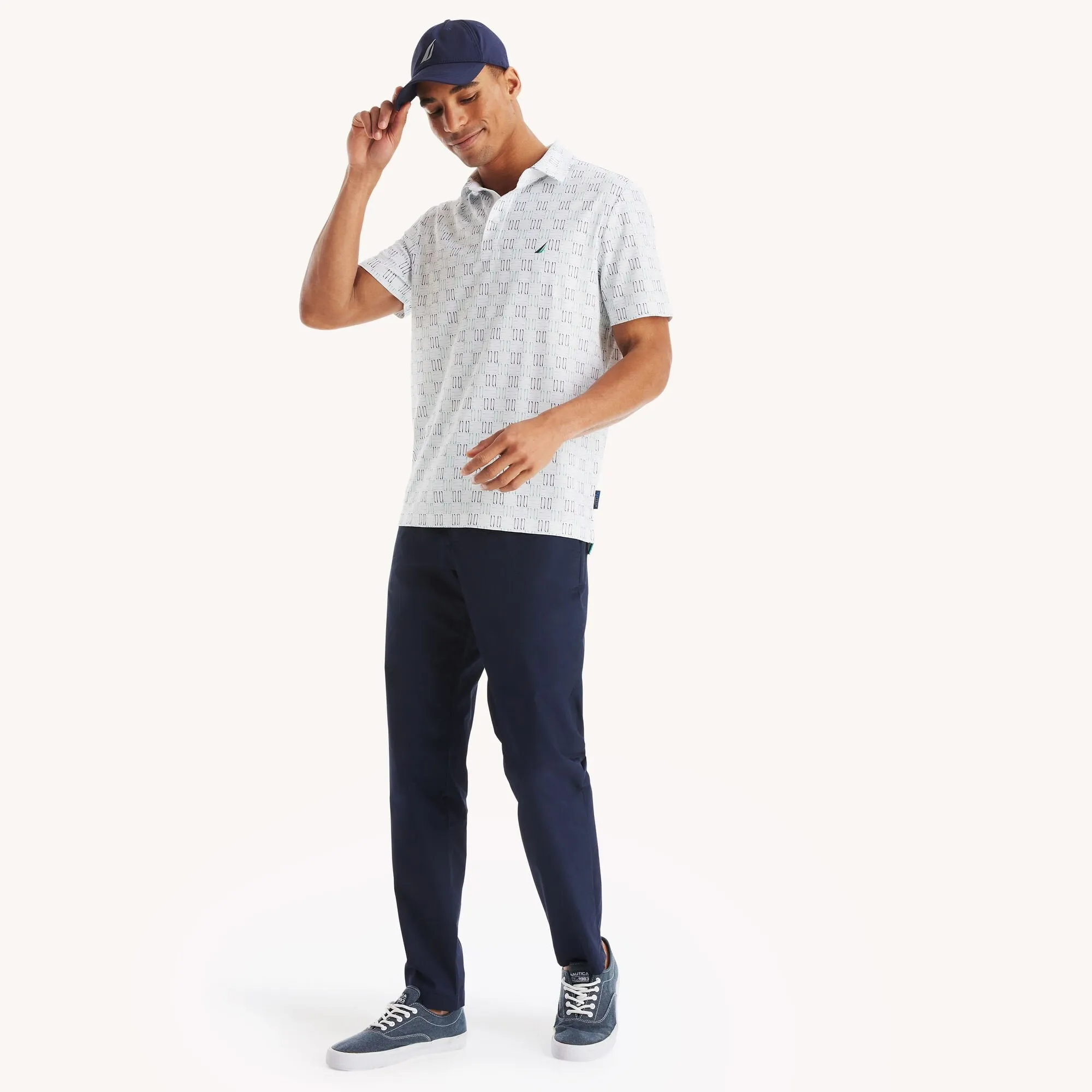 Nautica Mens Navtech Classic Fit Printed Golf Polo