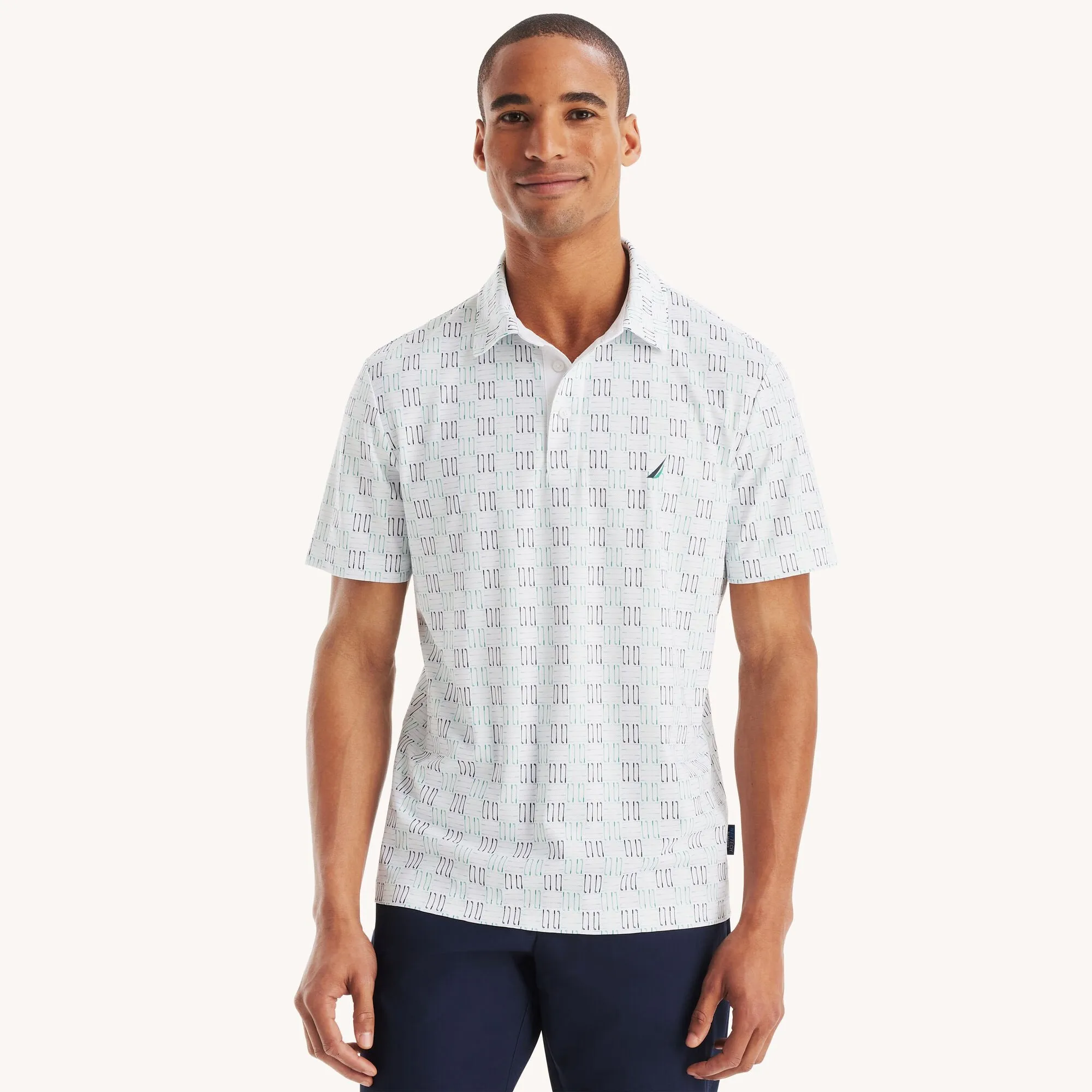 Nautica Mens Navtech Classic Fit Printed Golf Polo