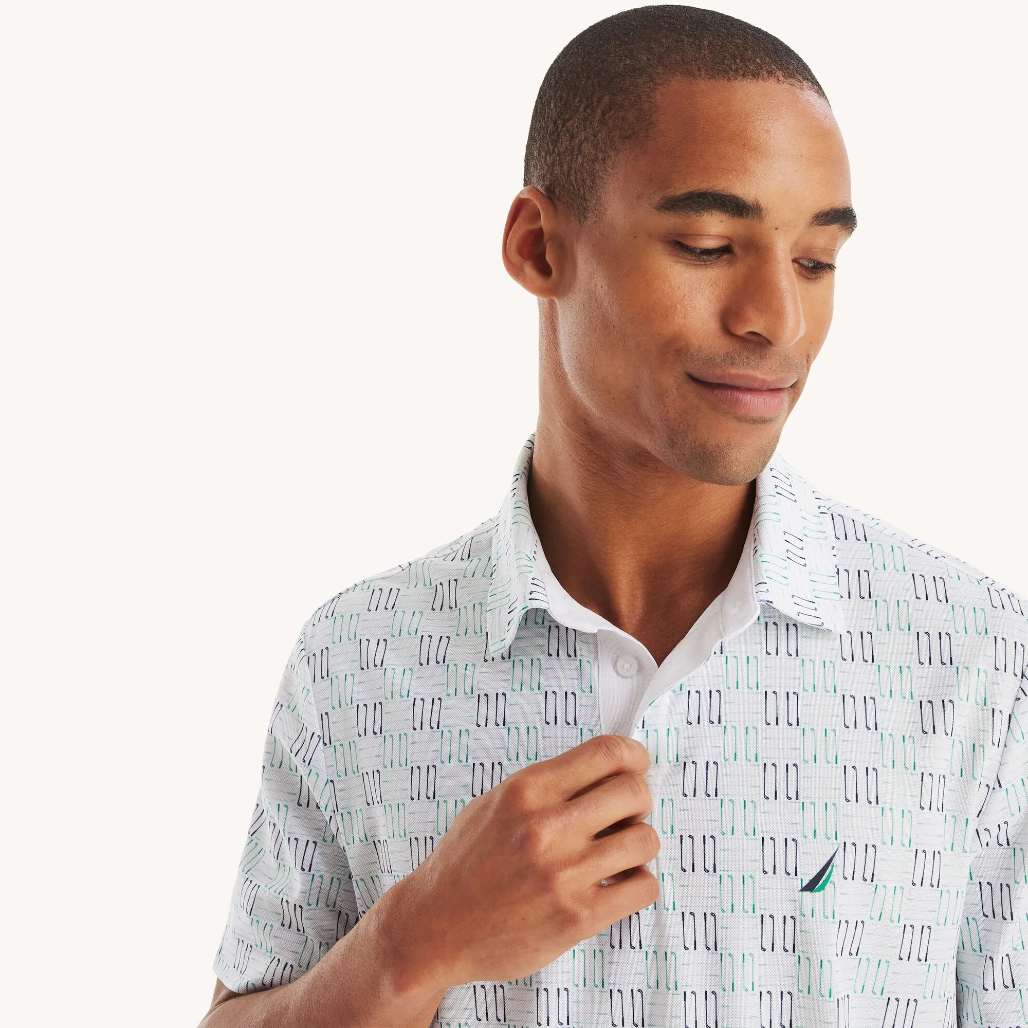 Nautica Mens Navtech Classic Fit Printed Golf Polo