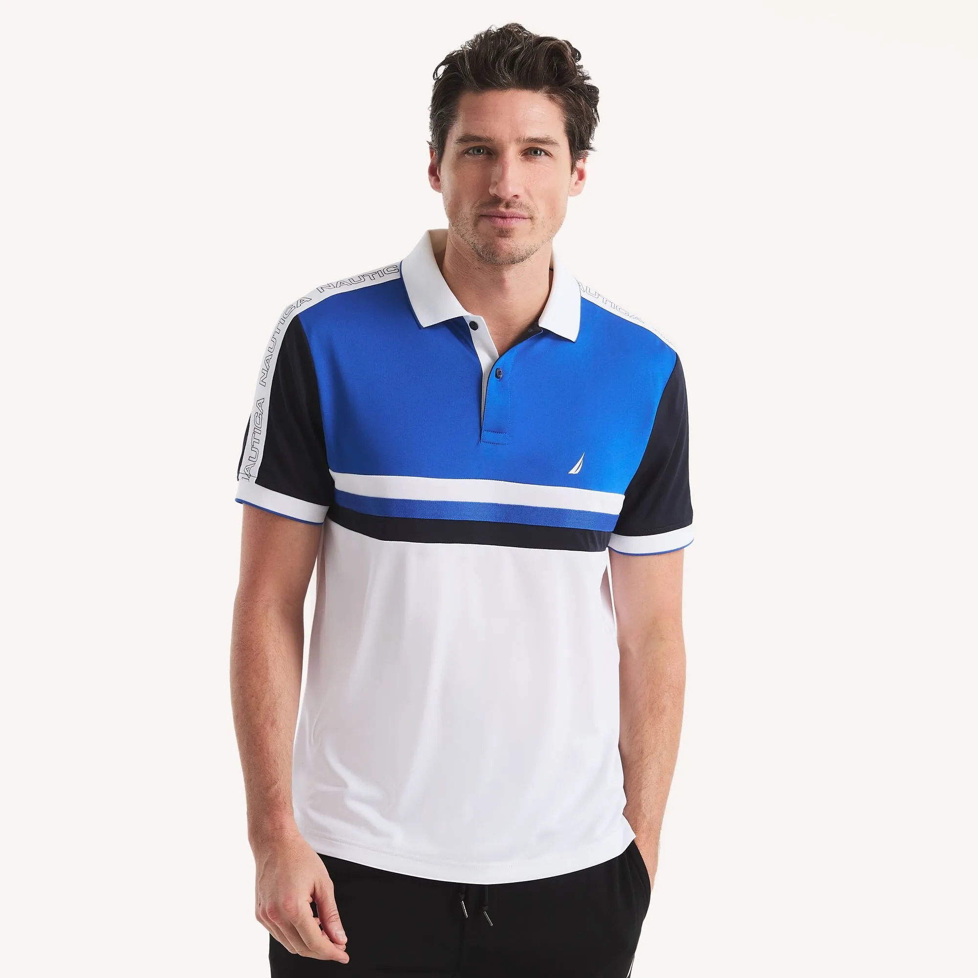 Nautica Mens Navtech Colorblock Classic Fit Polo