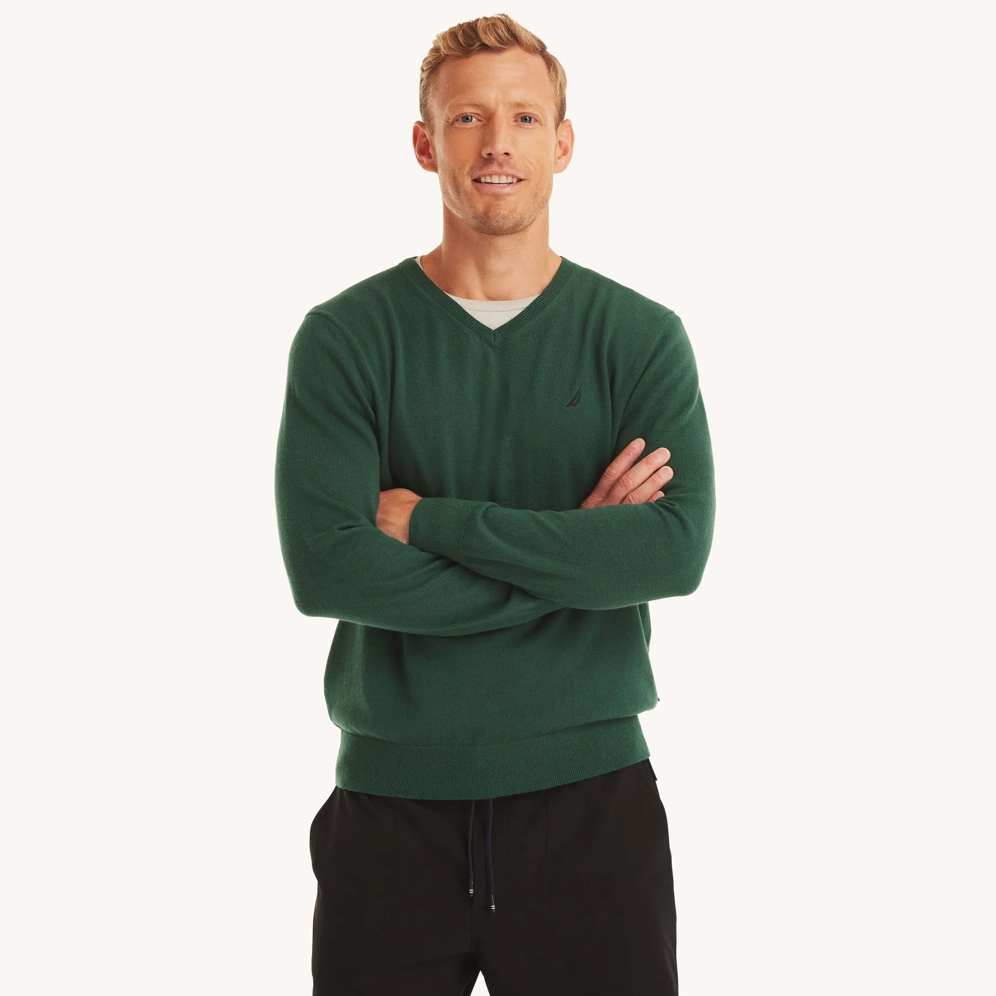 Nautica Mens Navtech V-Neck Deck Sweater