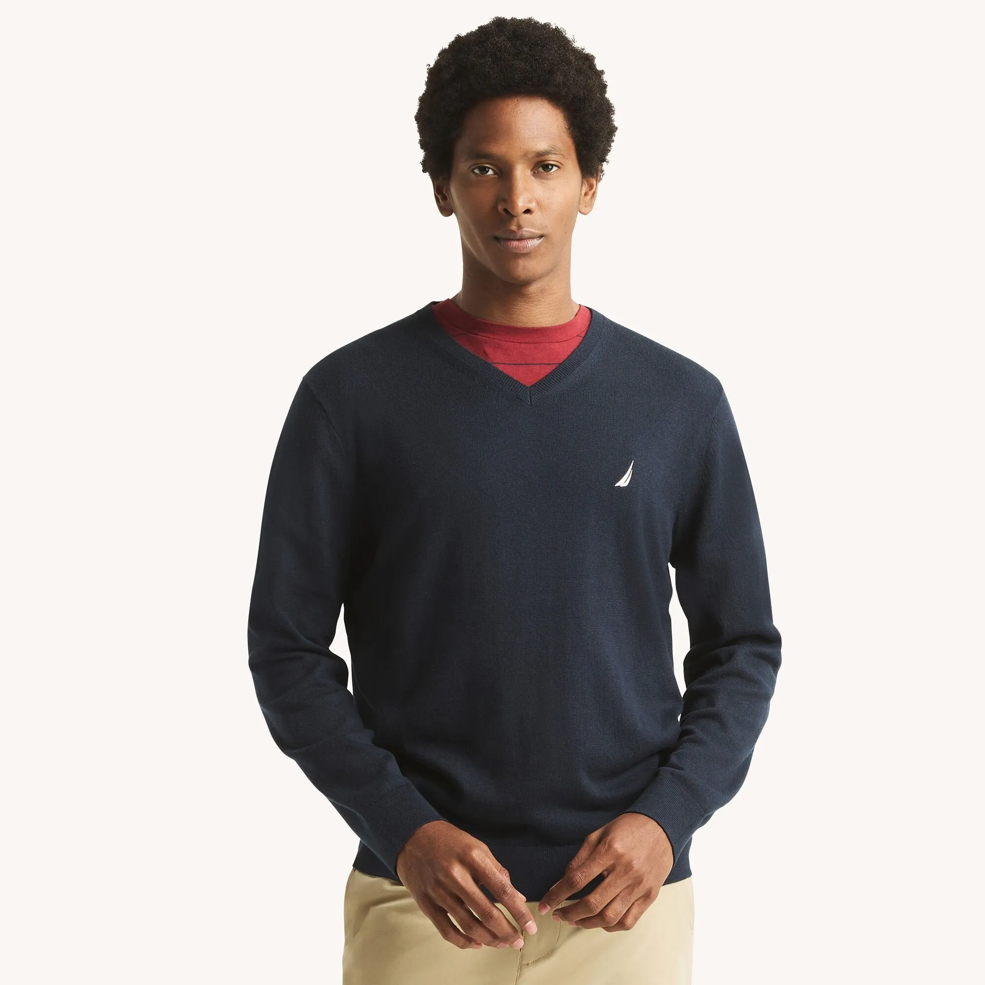 Nautica Mens Navtech V-Neck Deck Sweater