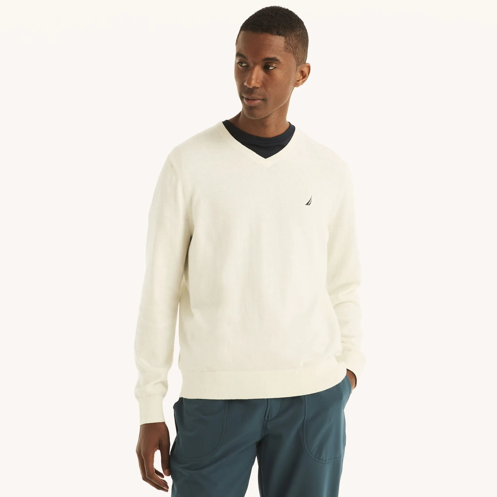 Nautica Mens Navtech V-Neck Deck Sweater