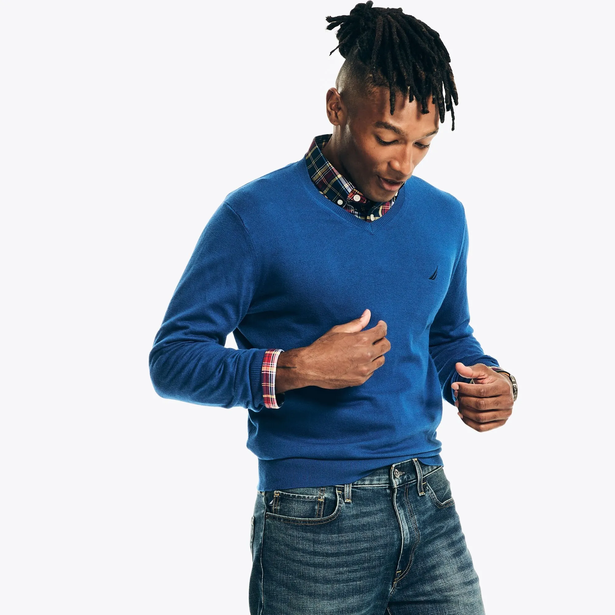 Nautica Mens Navtech V-Neck Deck Sweater