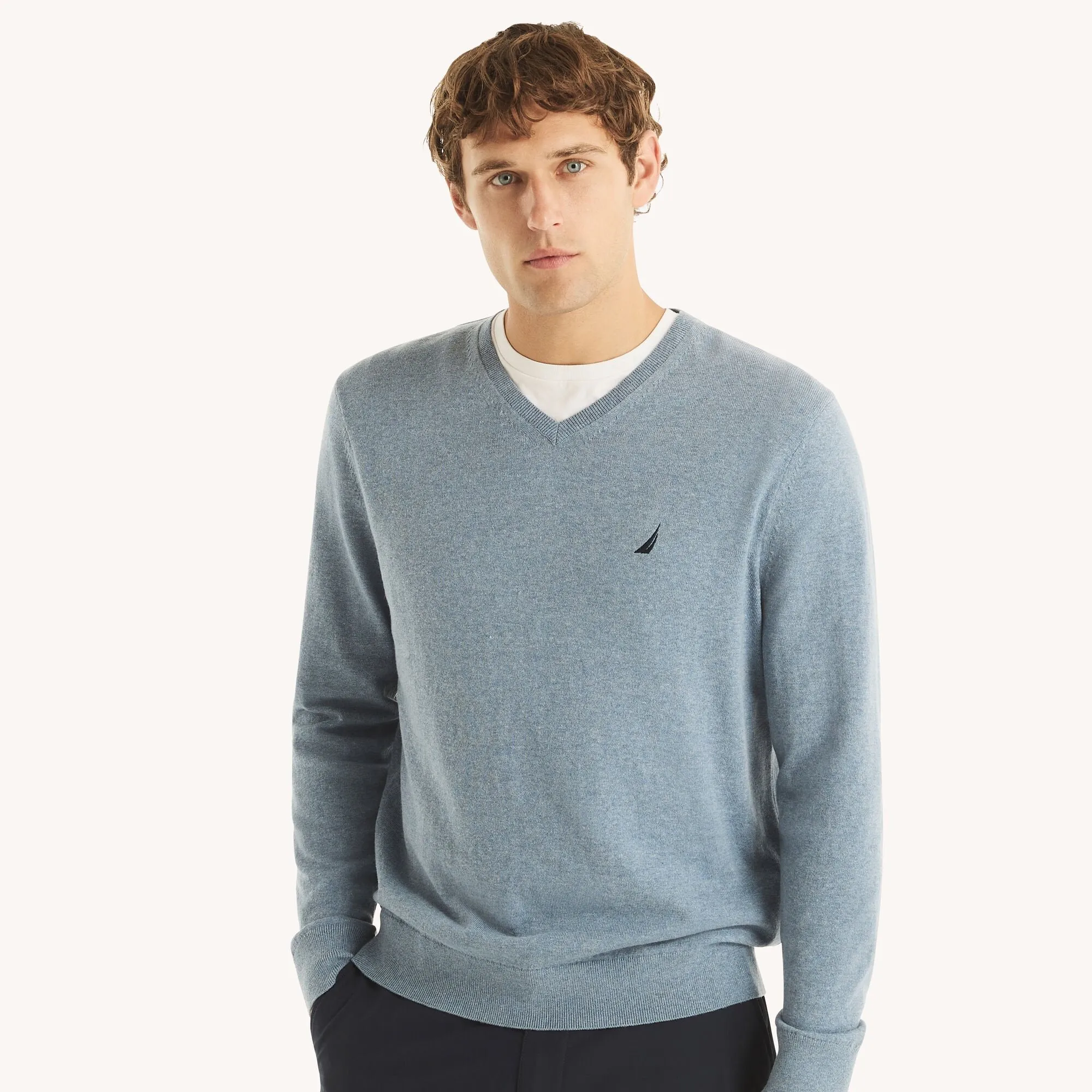 Nautica Mens Navtech V-Neck Deck Sweater