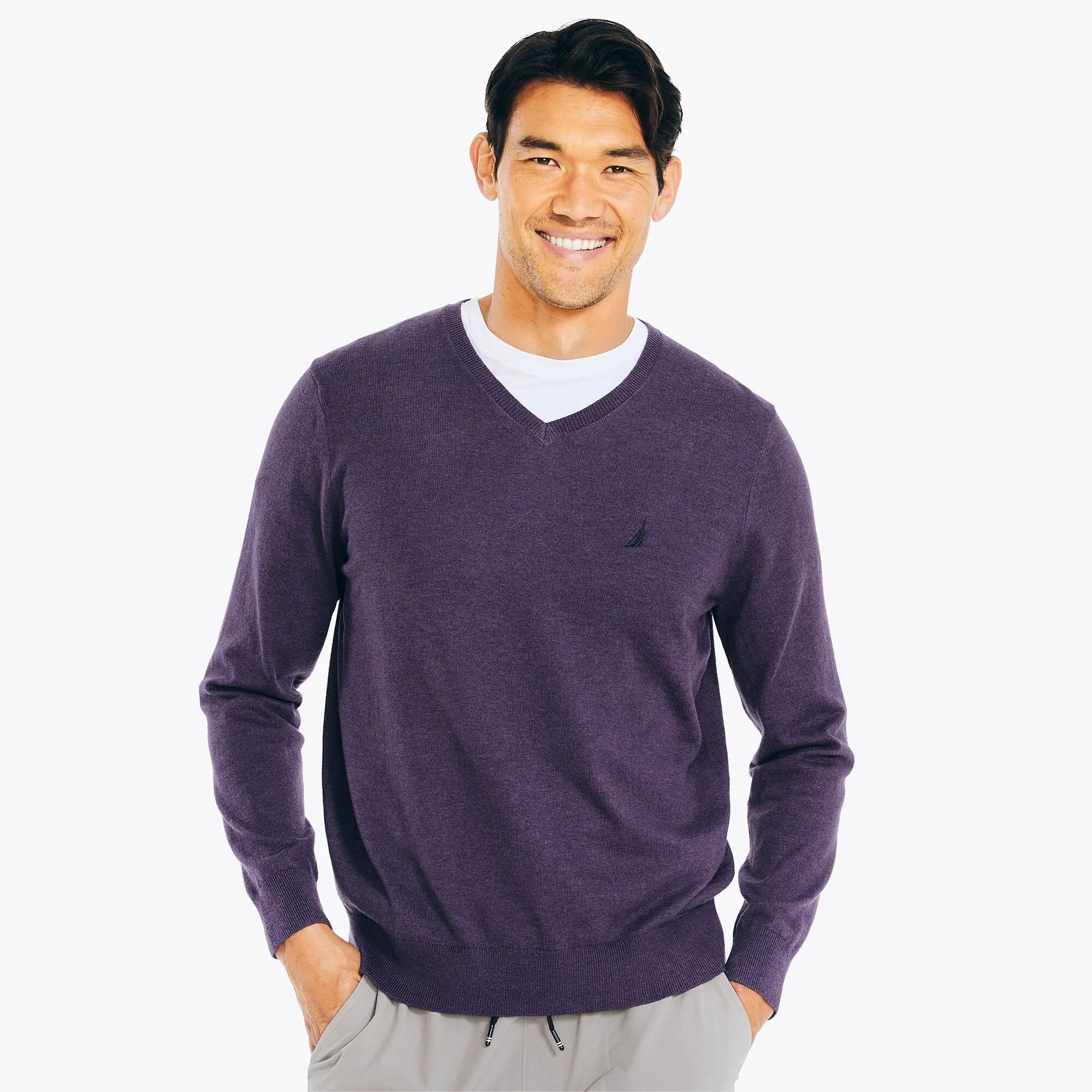 Nautica Mens Navtech V-Neck Deck Sweater