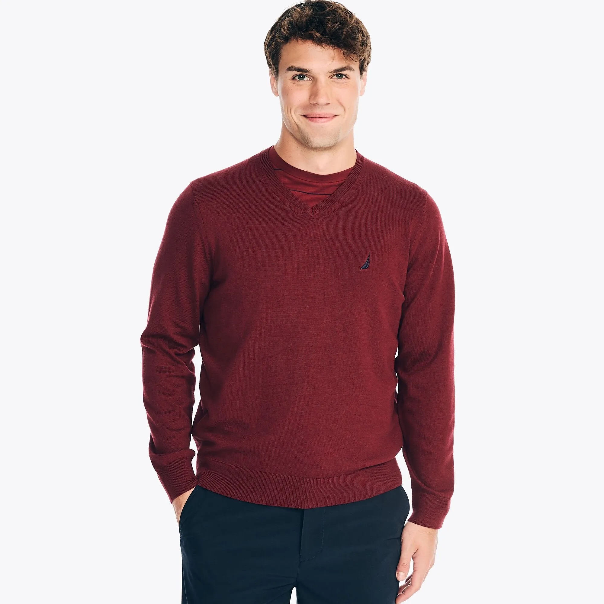 Nautica Mens Navtech V-Neck Deck Sweater